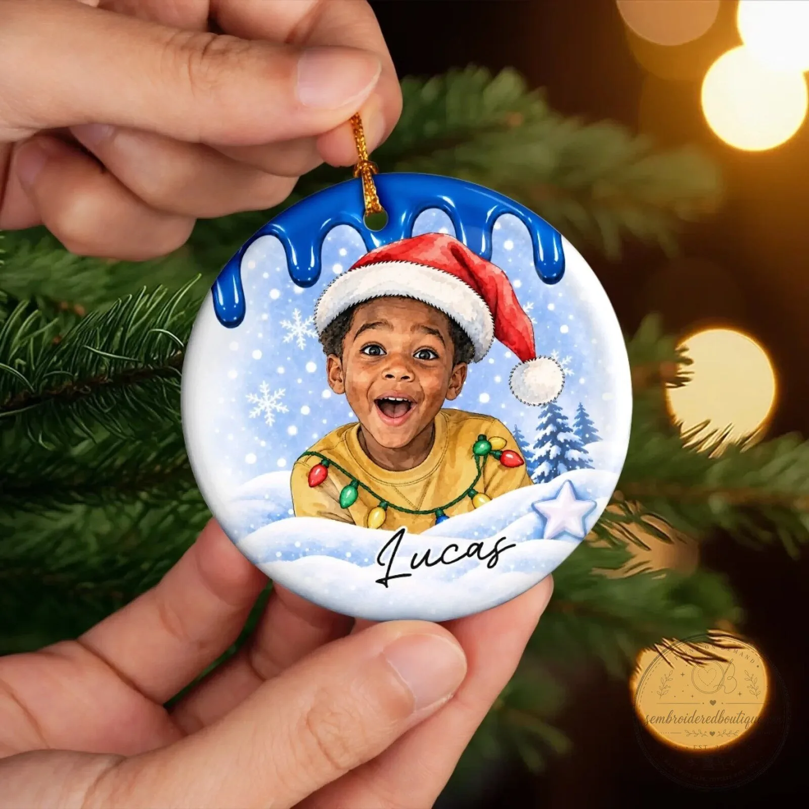 Personalized Christmas Photo Ornament with Child's Name, Custom Holiday Keepsake Gift 14 Personalized Christmas Photo Ornament with Child