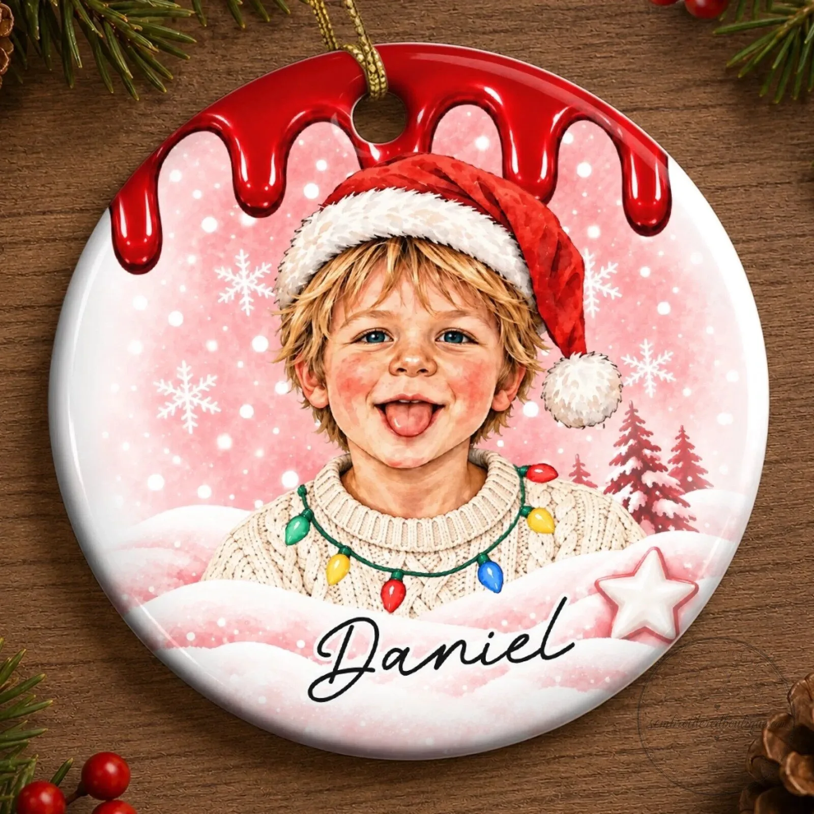 Personalized Christmas Photo Ornament with Child's Name, Custom Holiday Keepsake Gift 15 Personalized Christmas Photo Ornament with Child