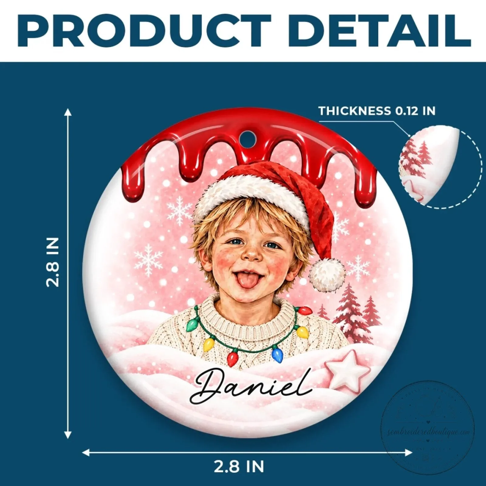 Personalized Christmas Photo Ornament with Child's Name, Custom Holiday Keepsake Gift 16 Personalized Christmas Photo Ornament with Child