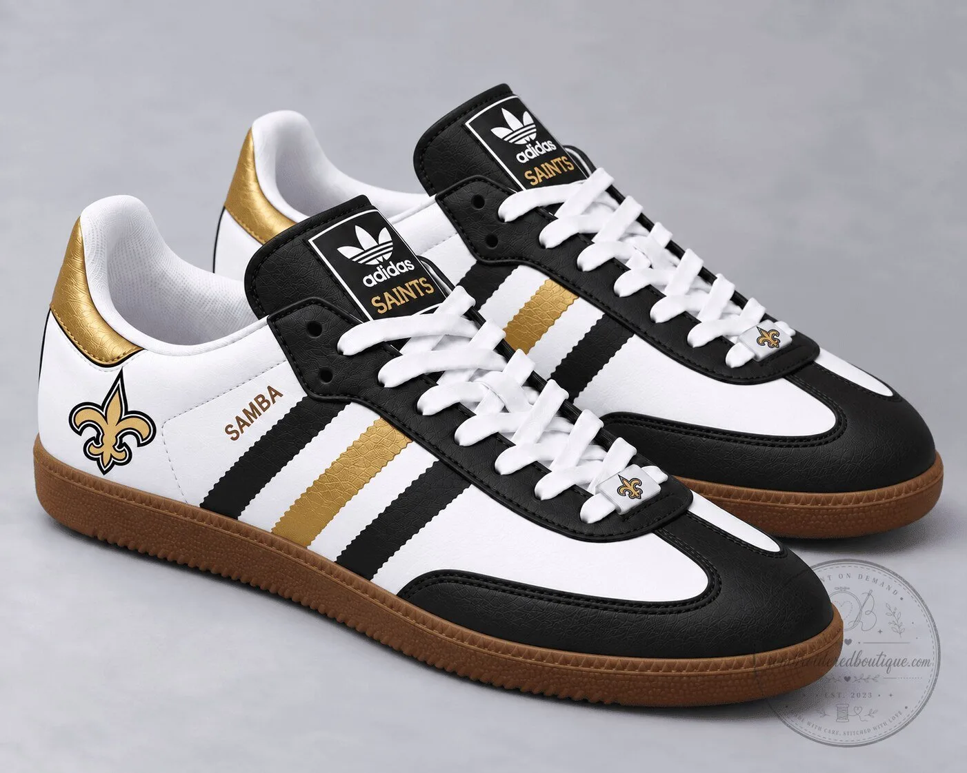 New Orleans Saints Football Team Black and Gold Samba Style Sneakers