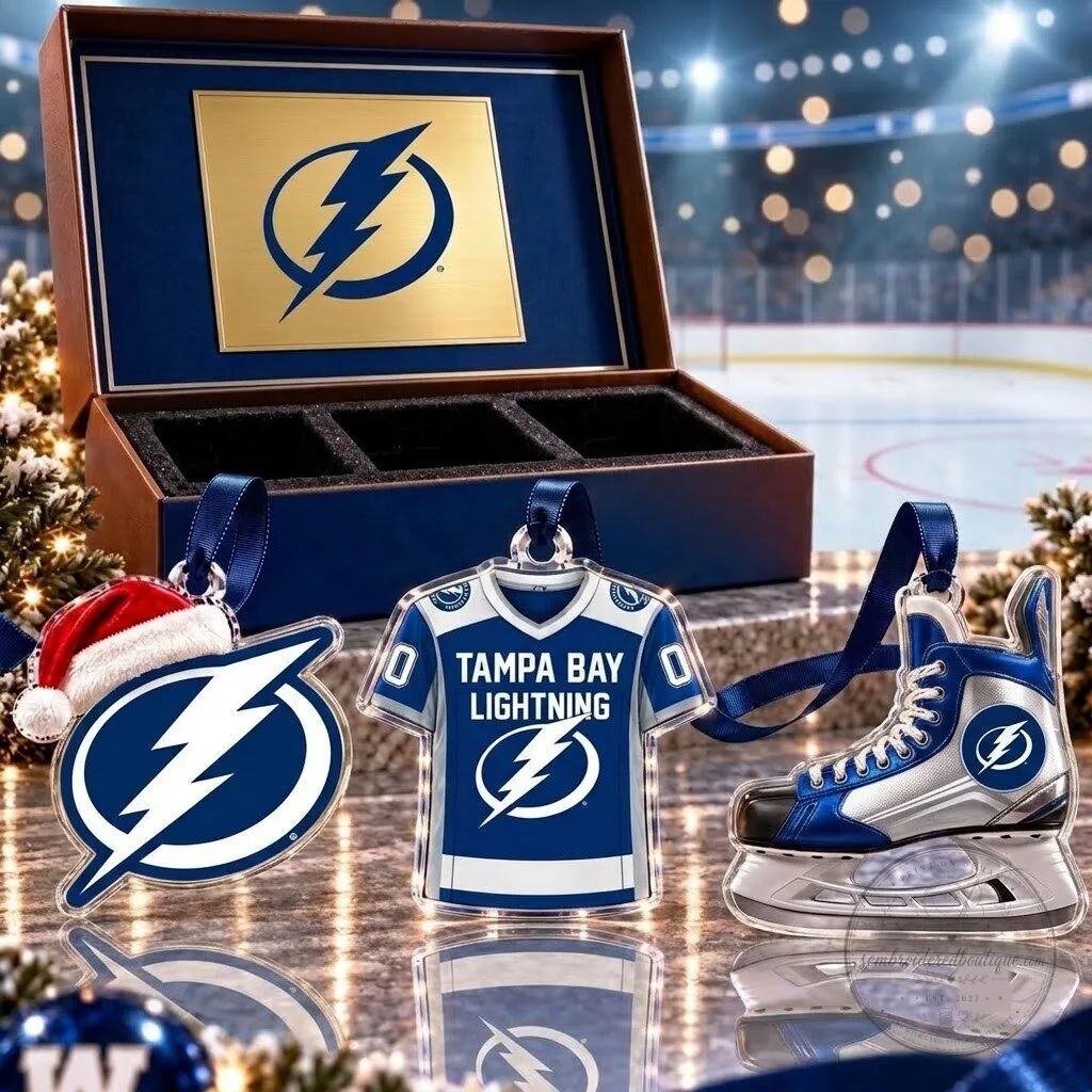Tampa Bay Lightning Hockey Team Logo and Jersey Christmas Tree Ornaments