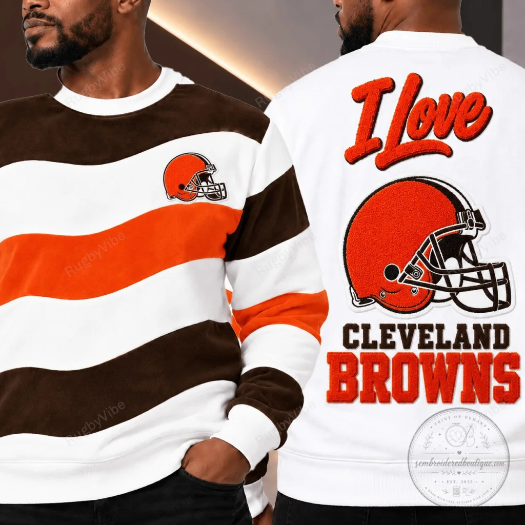 Cleveland Browns Football Helmet Striped Fan Apparel Sweatshirt Cleveland Browns Football Helmet Striped Fan Apparel Sweatshirt