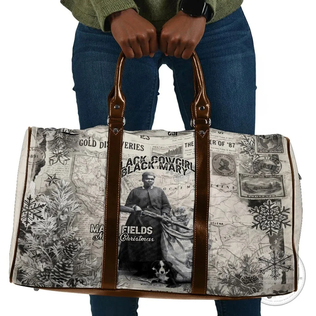 Mary Fields Black Cowgirl Christmas Vintage Map Mail Carrier Travel Bag