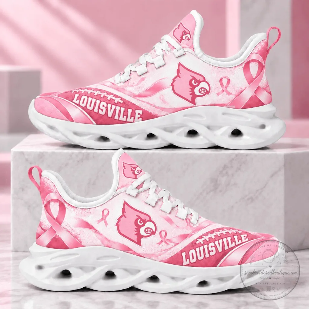 Louisville Cardinals Breast Cancer Awareness Pink Ribbon Chunky Sneakers Louisville Cardinals Breast Cancer Awareness Pink Ribbon Chunky Sneakers