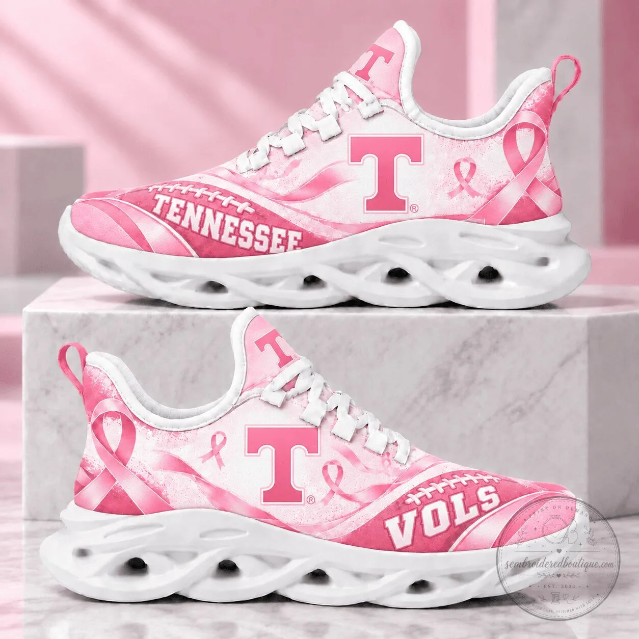 Tennessee Volunteers Breast Cancer Awareness Pink Ribbon Running Shoes