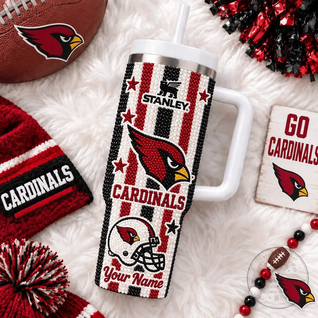 Arizona Cardinals NFL Diamond Pattern Stanley Tumbler With Custom Name Arizona Cardinals NFL Diamond Pattern Stanley Tumbler With Custom Name
