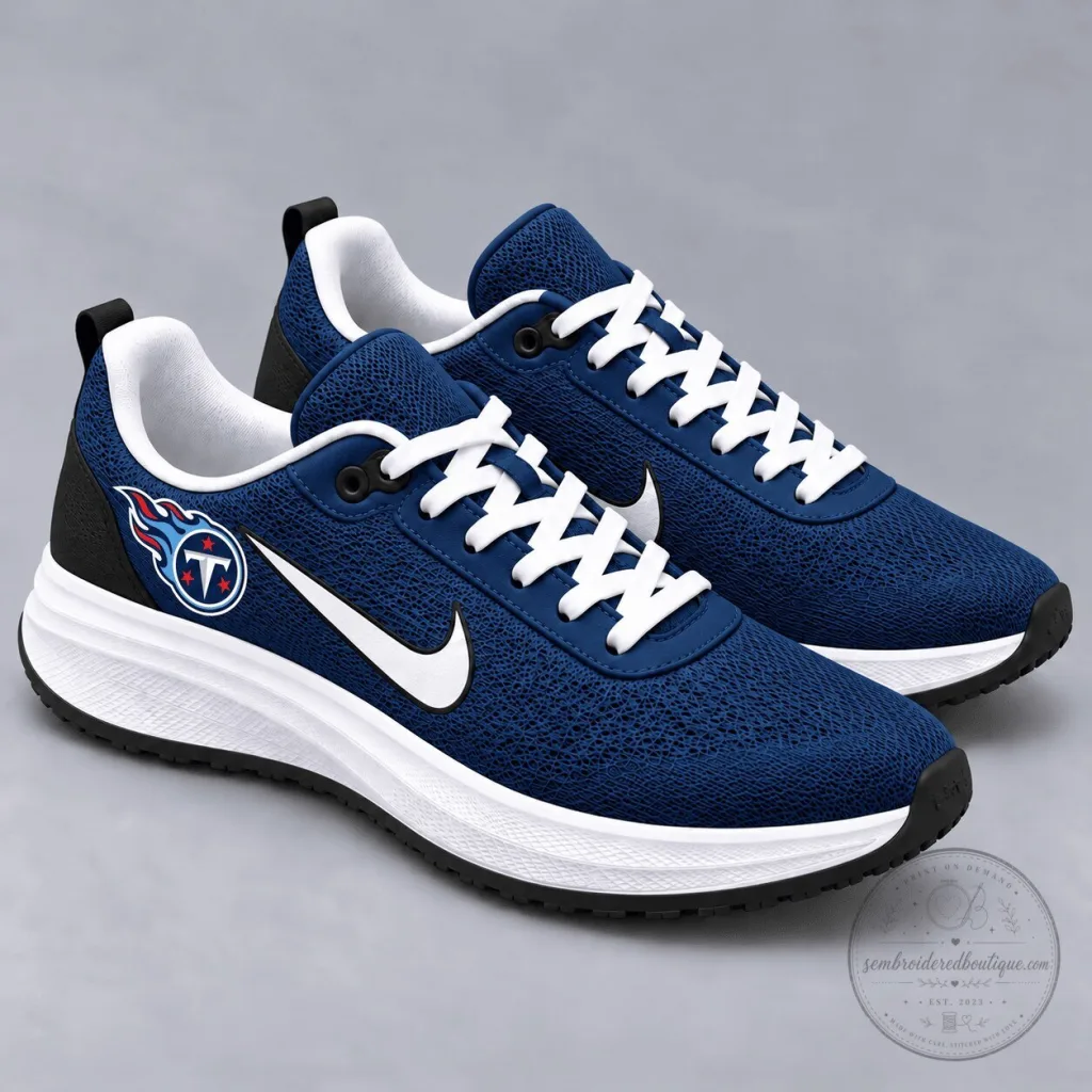 Tennessee Titans NFL Team Logo Navy Blue Running Shoes Tennessee Titans NFL Team Logo Navy Blue Running Shoes
