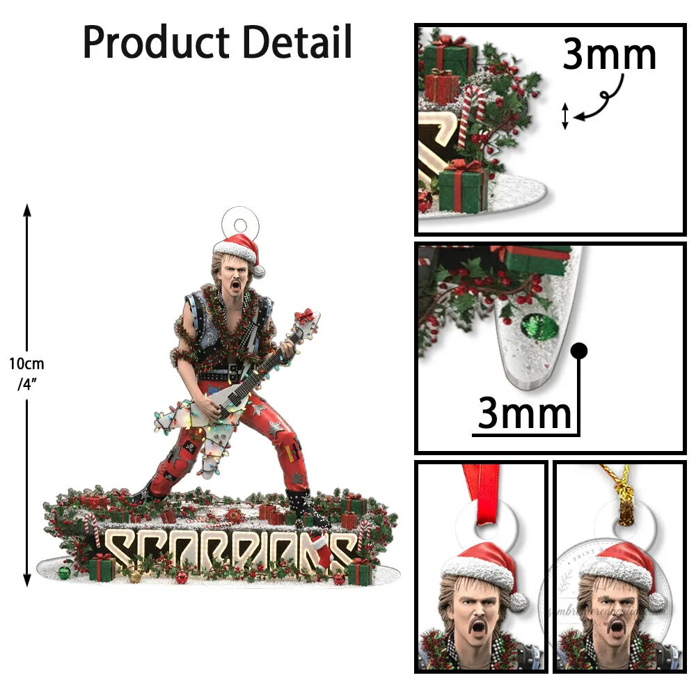 Scorpions Rudolf Schenker Christmas Ornament with Guitar and Santa Hat 14 Scorpions Rudolf Schenker Christmas Ornament with Guitar and Santa Hat