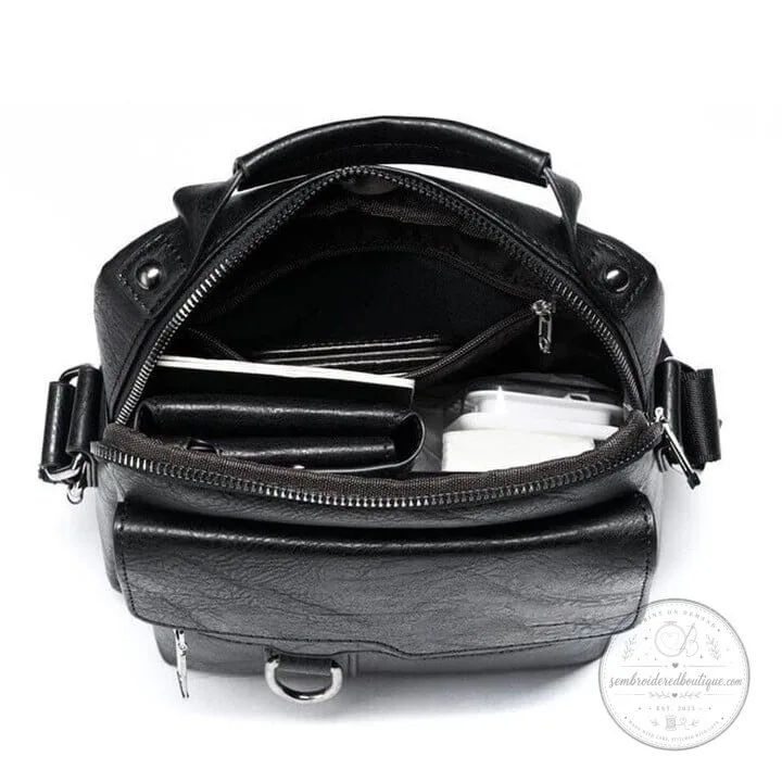 Volvo Since 1927 Gold Logo Black Leather Crossbody Shoulder Bag 12 Volvo Since 1927 Gold Logo Black Leather Crossbody Shoulder Bag