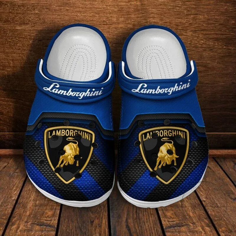 Lamborghini Car Logo Blue Black Pattern Crocs Shoes