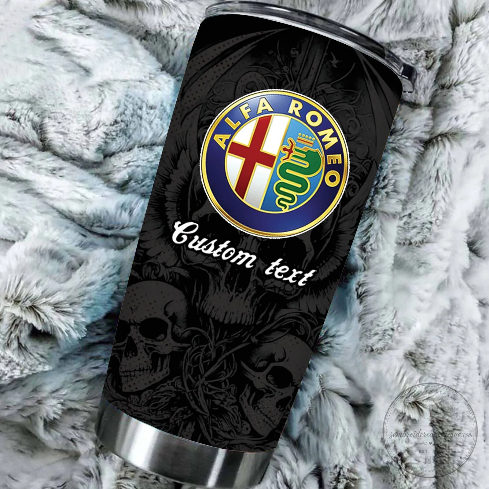 Alfa Romeo Skull Wings Custom Name Stainless Steel Tumbler 9 Alfa Romeo Skull Wings Custom Name Stainless Steel Tumbler