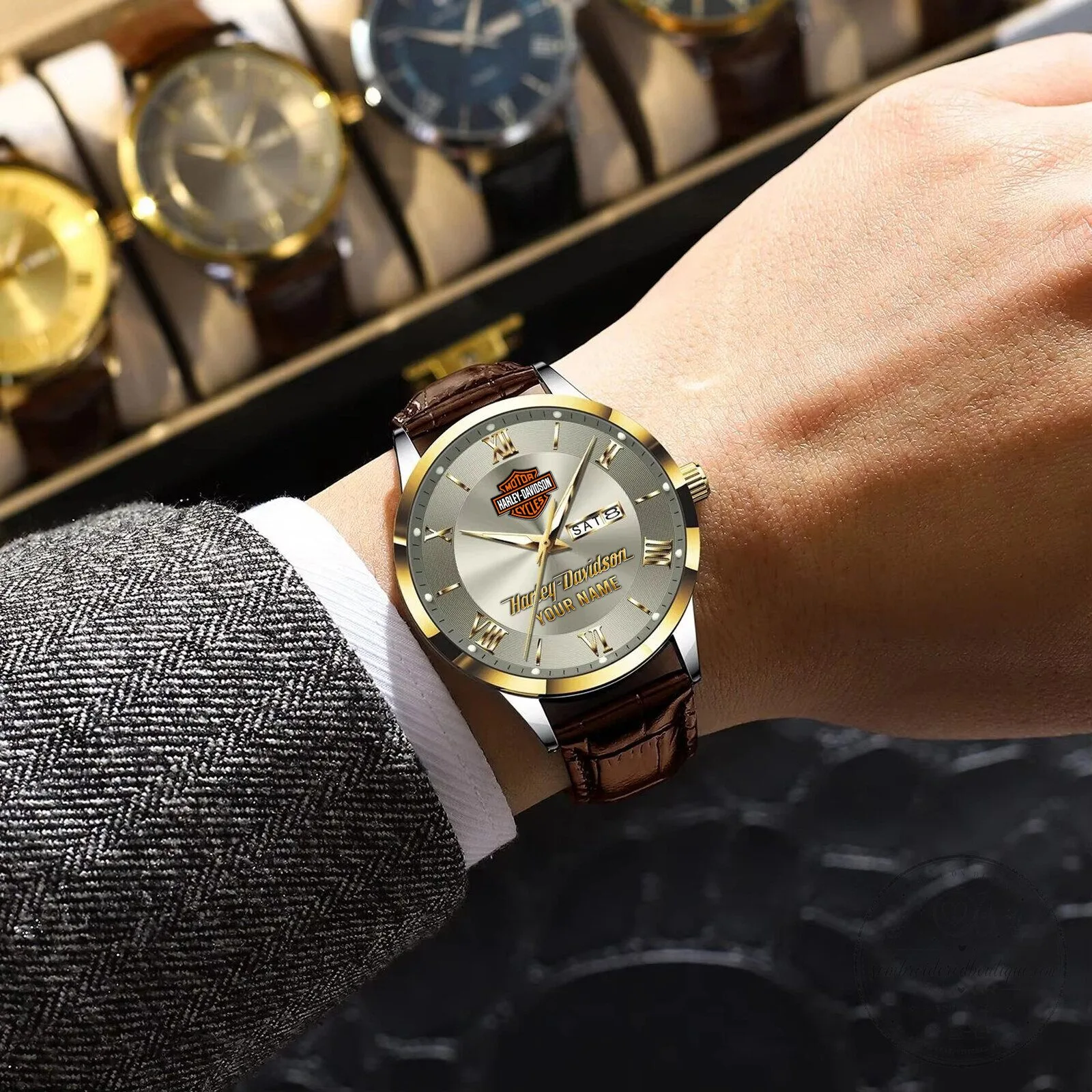 Harley-Davidson Motor Cycles Custom Name Elegant Fashion Leather Men Watch 16 Harley-Davidson Motor Cycles Custom Name Elegant Fashion Leather Men Watch