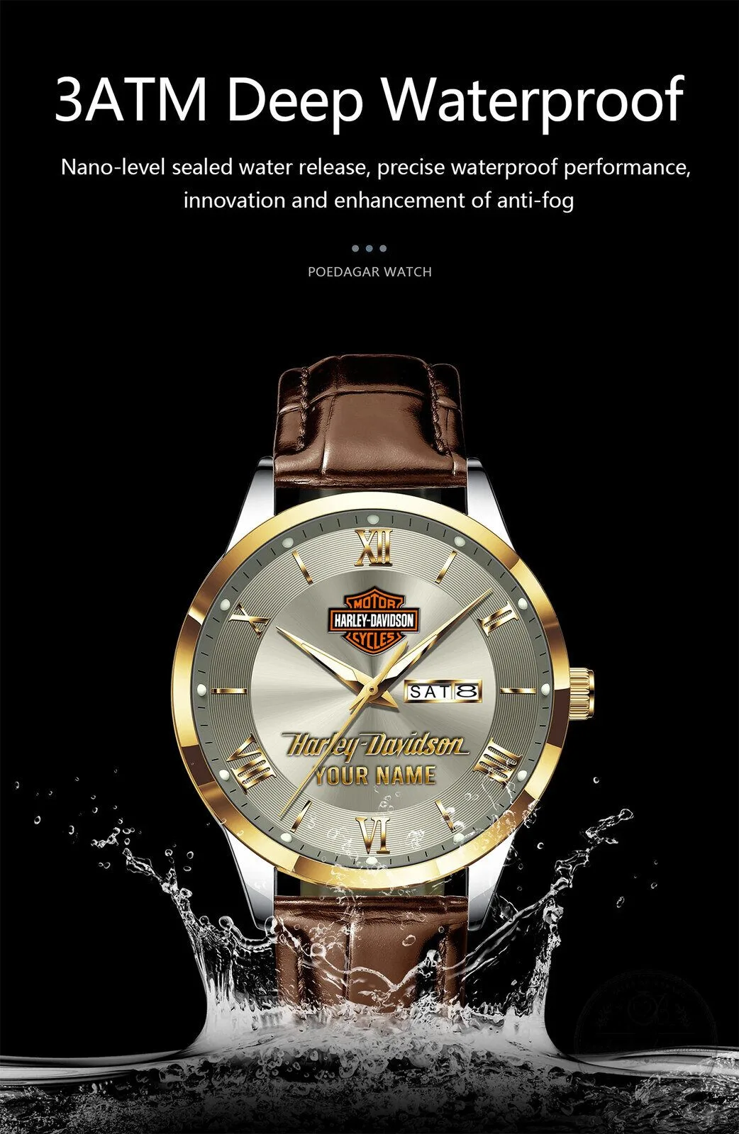 Harley-Davidson Motor Cycles Custom Name Elegant Fashion Leather Men Watch 18 Harley-Davidson Motor Cycles Custom Name Elegant Fashion Leather Men Watch