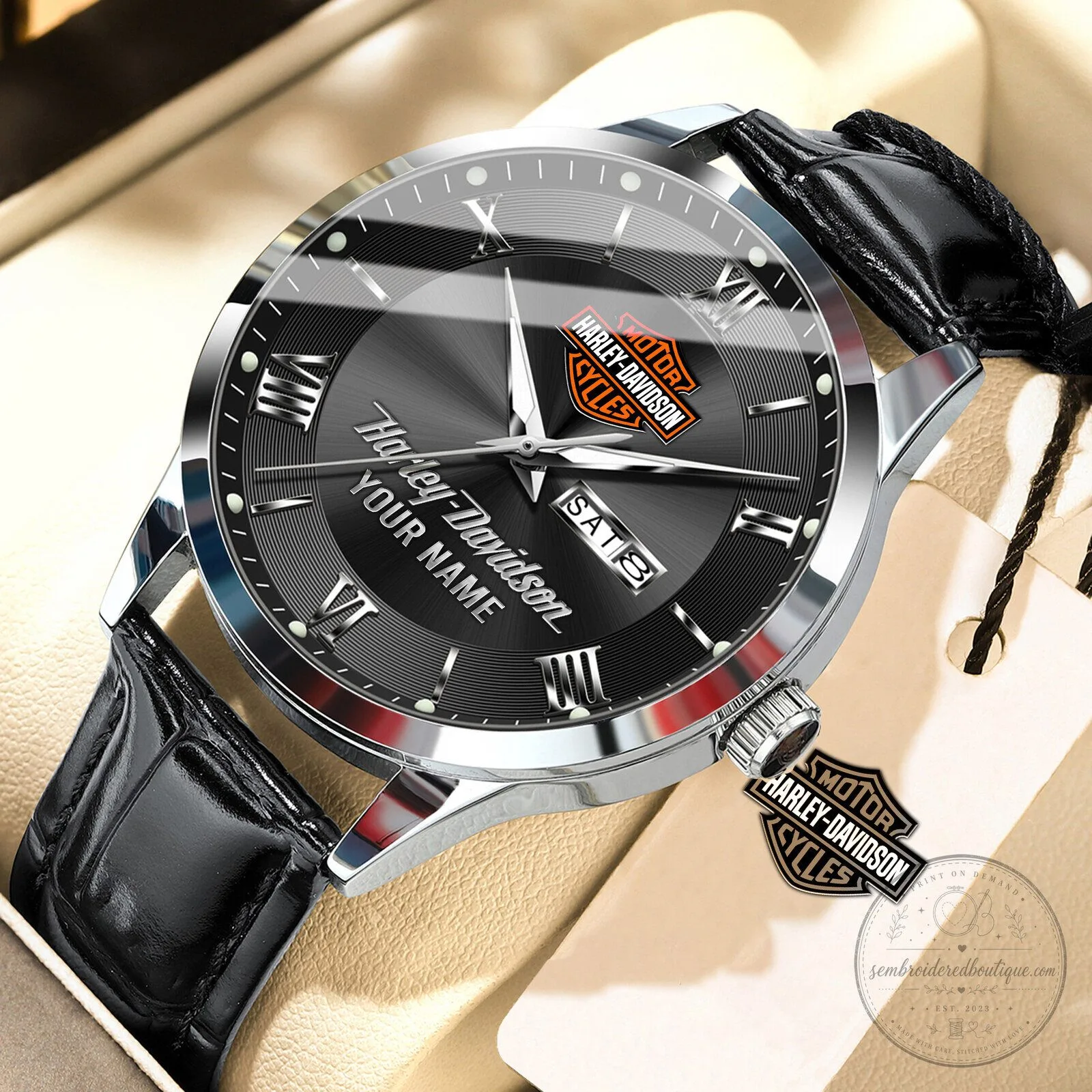 Harley-Davidson Motor Cycles Custom Name Elegant Fashion Leather Men Watch 20 Harley-Davidson Motor Cycles Custom Name Elegant Fashion Leather Men Watch