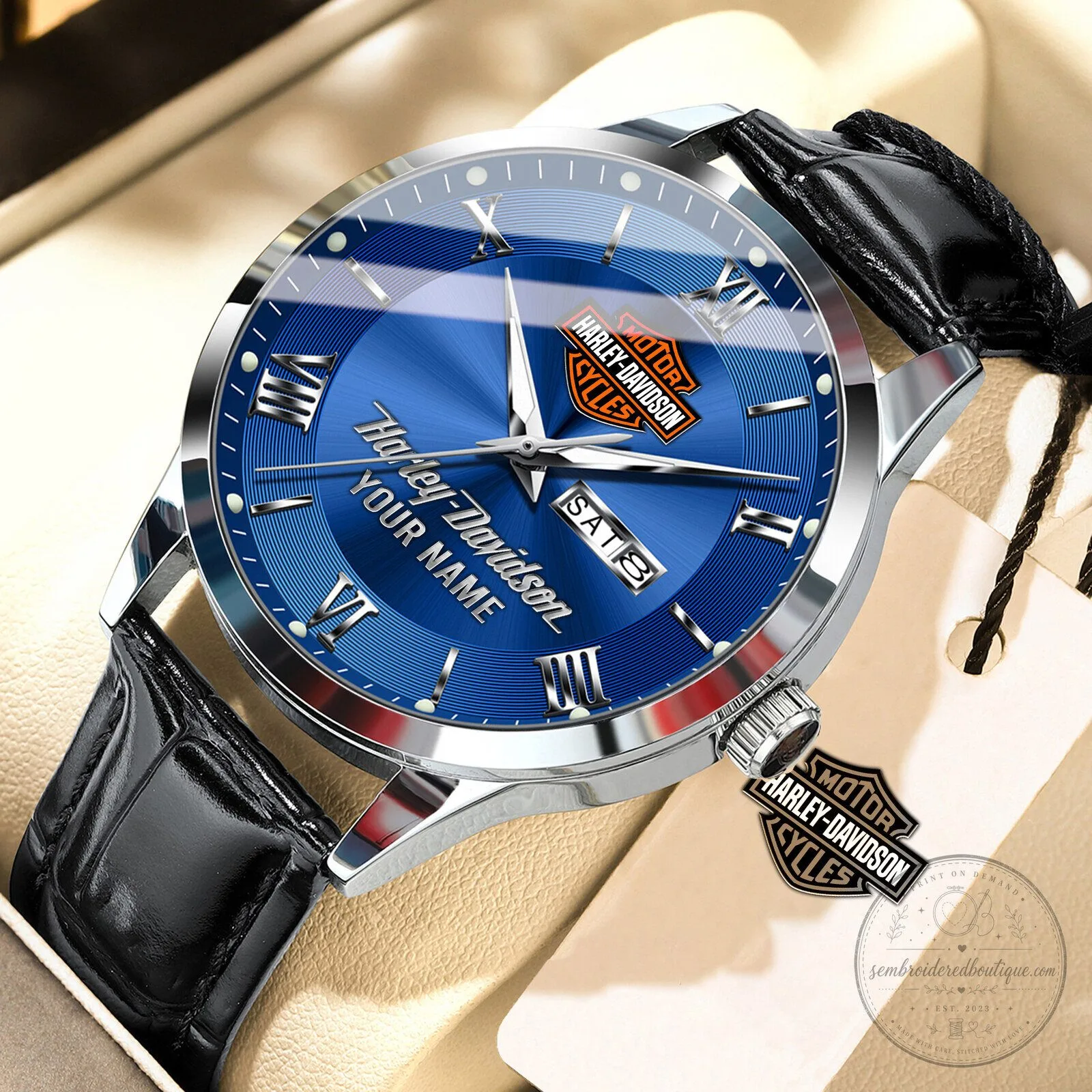 Harley-Davidson Motor Cycles Custom Name Elegant Fashion Leather Men Watch 21 Harley-Davidson Motor Cycles Custom Name Elegant Fashion Leather Men Watch
