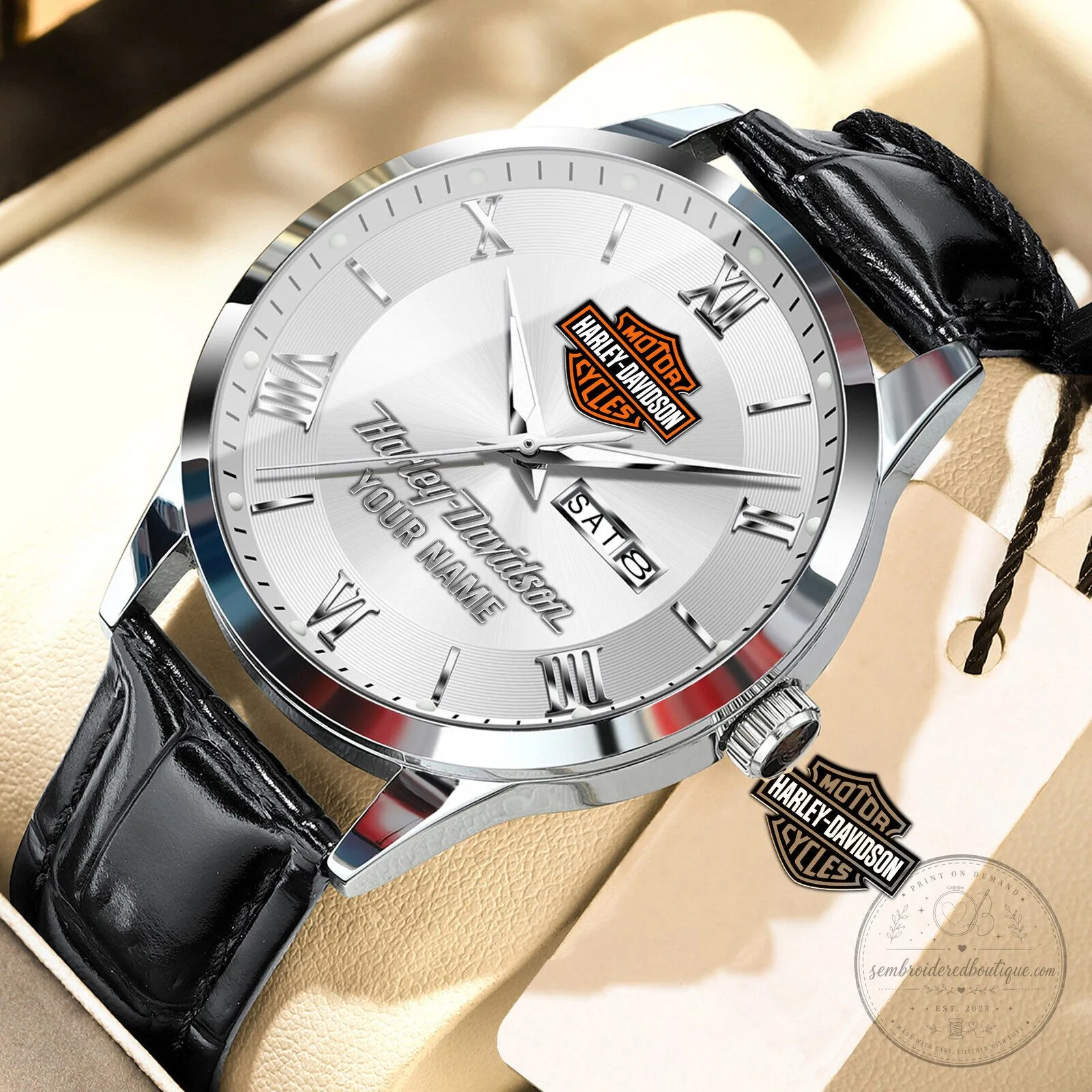 Harley-Davidson Motor Cycles Custom Name Elegant Fashion Leather Men Watch 23 Harley-Davidson Motor Cycles Custom Name Elegant Fashion Leather Men Watch