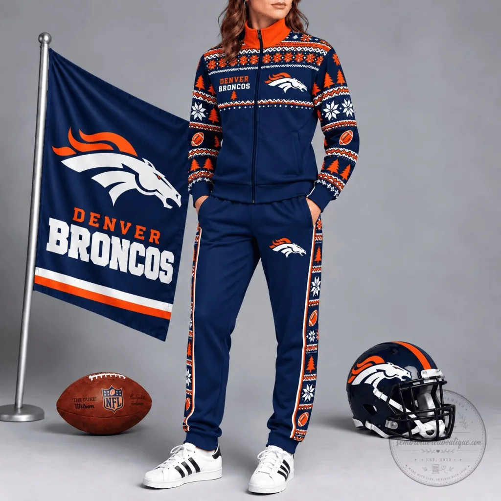 Denver Broncos Christmas Holiday Ugly Sweater Style Full-Zip Tracksuit Hoodie Denver Broncos Christmas Holiday Ugly Sweater Style Full-Zip Tracksuit Hoodie