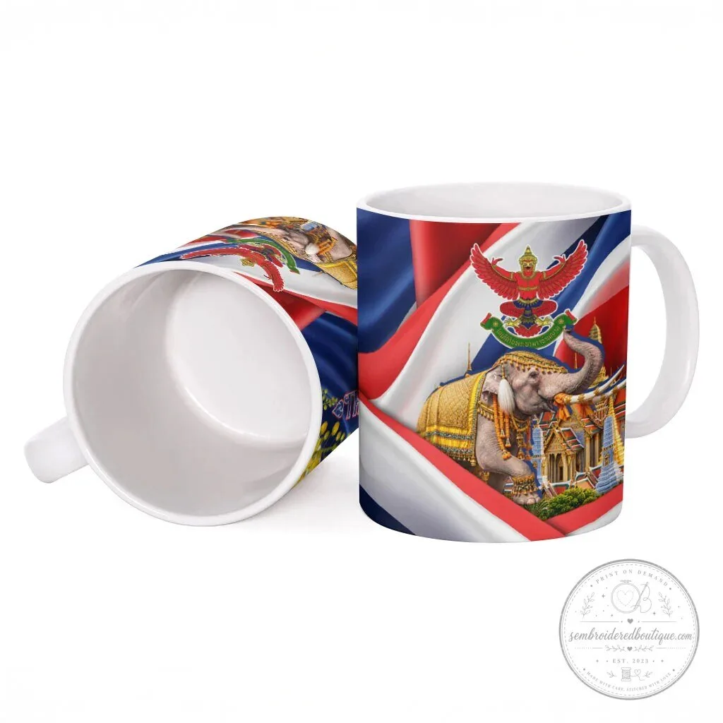 Thailand Flag Golden Buddha Temple Art Ceramic Coffee Mug 11 Thailand Flag Golden Buddha Temple Art Ceramic Coffee Mug
