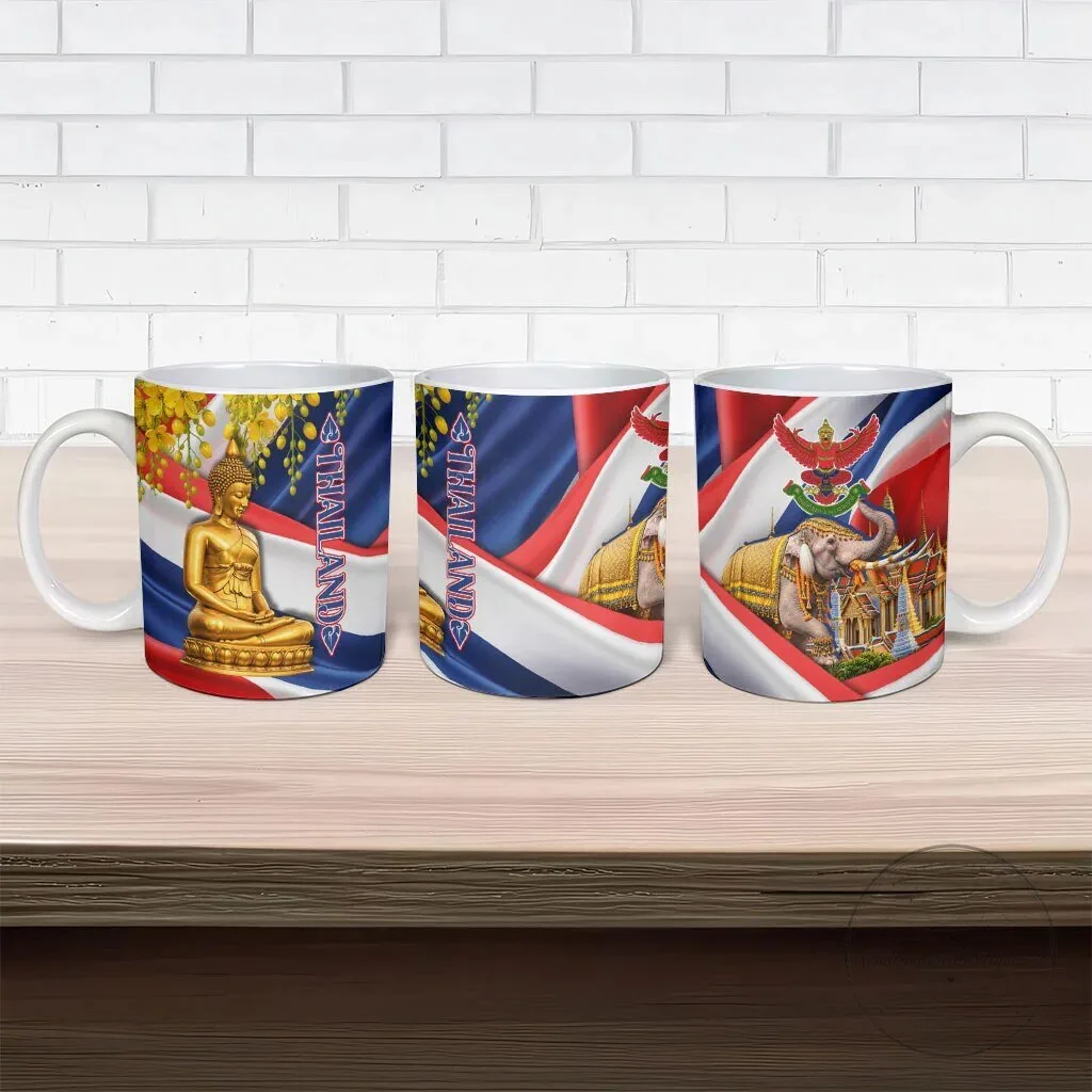 Thailand Flag Golden Buddha Temple Art Ceramic Coffee Mug 13 Thailand Flag Golden Buddha Temple Art Ceramic Coffee Mug