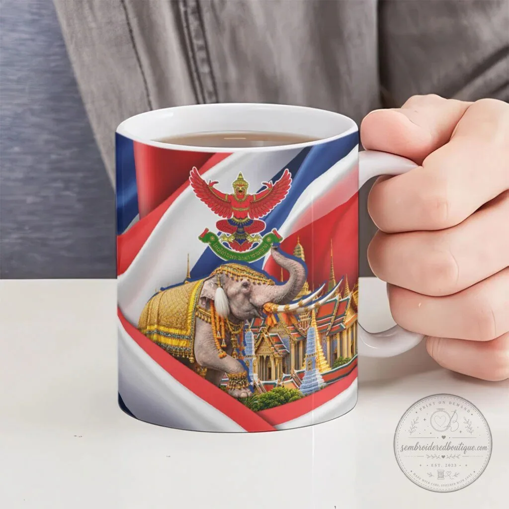 Thailand Flag Golden Buddha Temple Art Ceramic Coffee Mug 14 Thailand Flag Golden Buddha Temple Art Ceramic Coffee Mug
