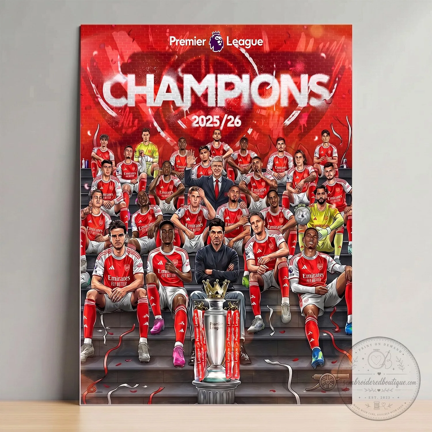 Arsenal Football Club Premier League Champions 2025-2026 Team Celebration Poster