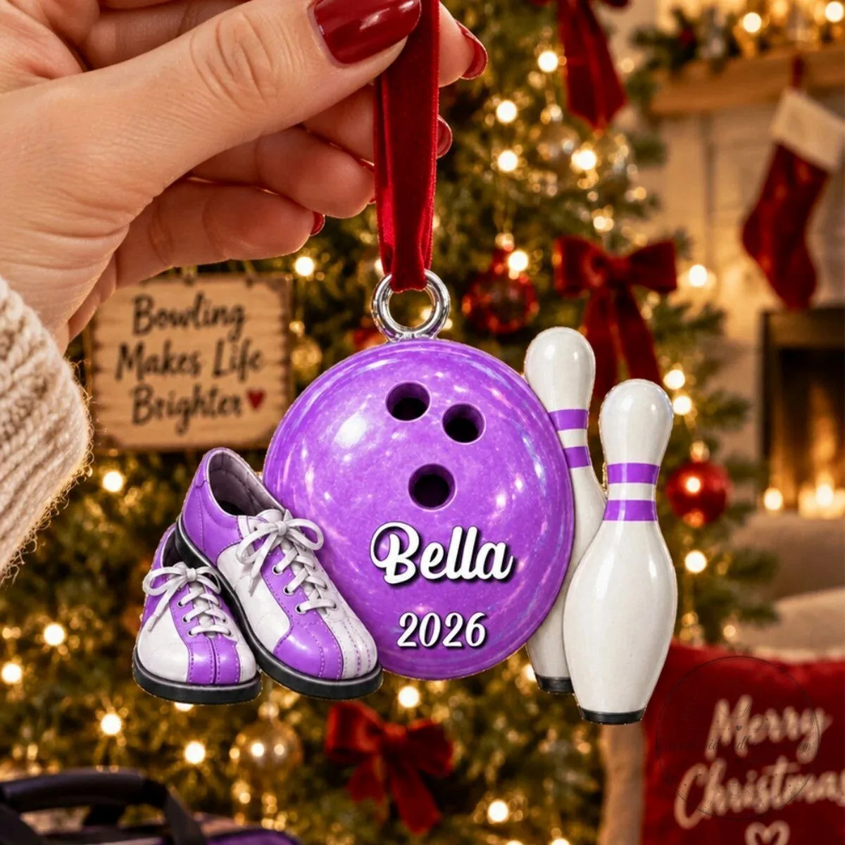 Personalized Bowling Ball and Pin Christmas Tree Ornament 10 Personalized Bowling Ball and Pin Christmas Tree Ornament