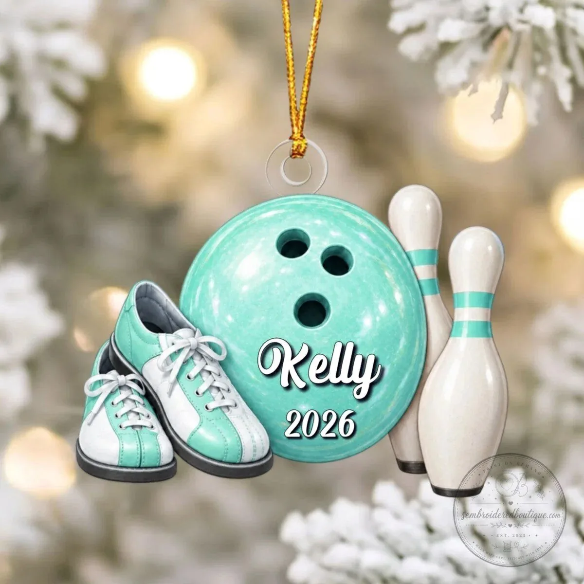 Personalized Bowling Ball and Pin Christmas Tree Ornament 11 Personalized Bowling Ball and Pin Christmas Tree Ornament