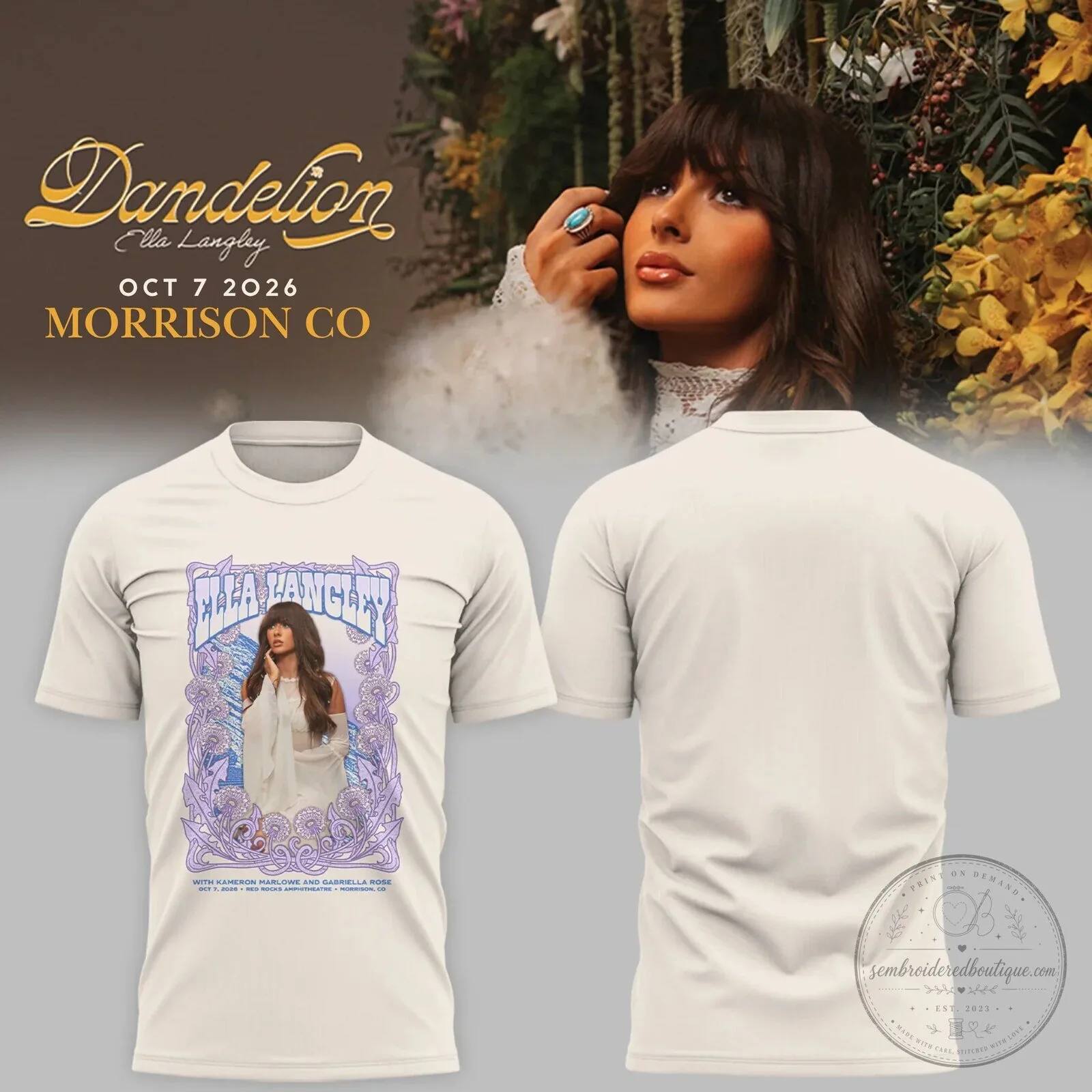 Ella Langley Dandelion Tour Morrison Colorado Concert T-Shirt