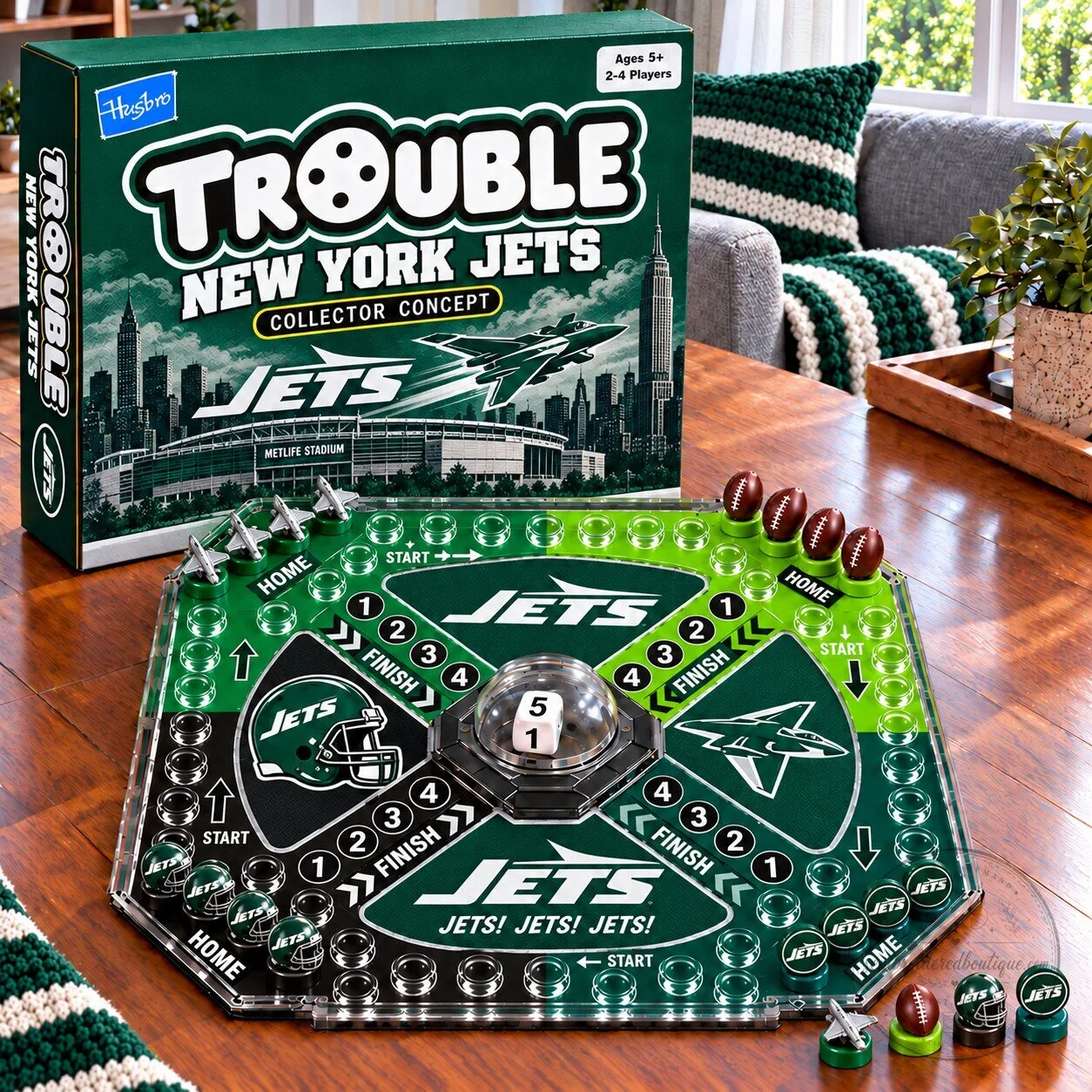 New York Jets Trouble Board Game Hasbro Collector's Edition NFL Football 3 New York Jets Trouble Board Game Hasbro Collector's Edition NFL Football