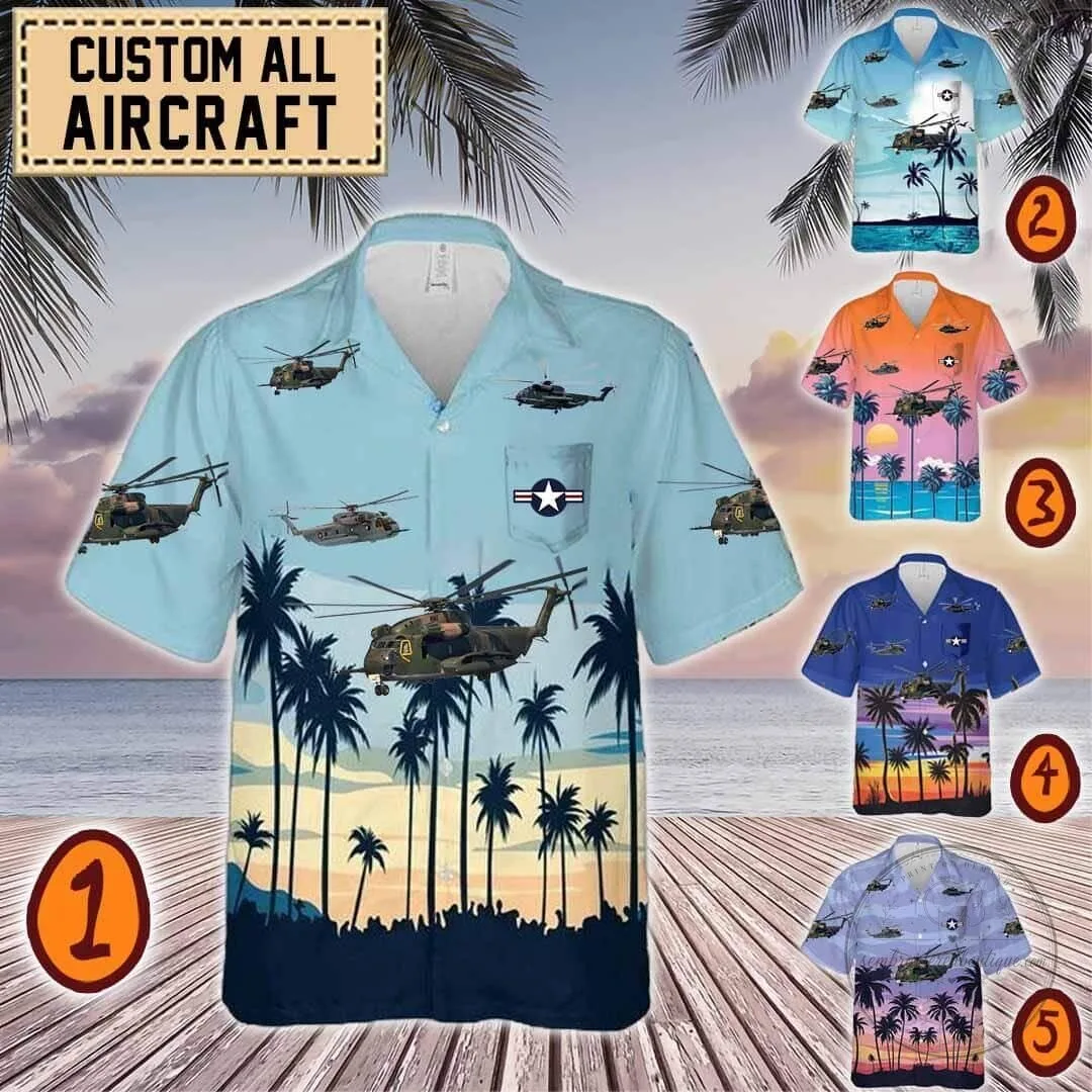 Sikorsky HH-53C Super Jolly Green Giant Helicopter Hawaiian Shirt