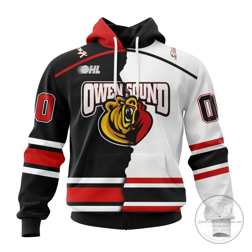 Owen Sound Attack Personalized Hockey Team Hoodie