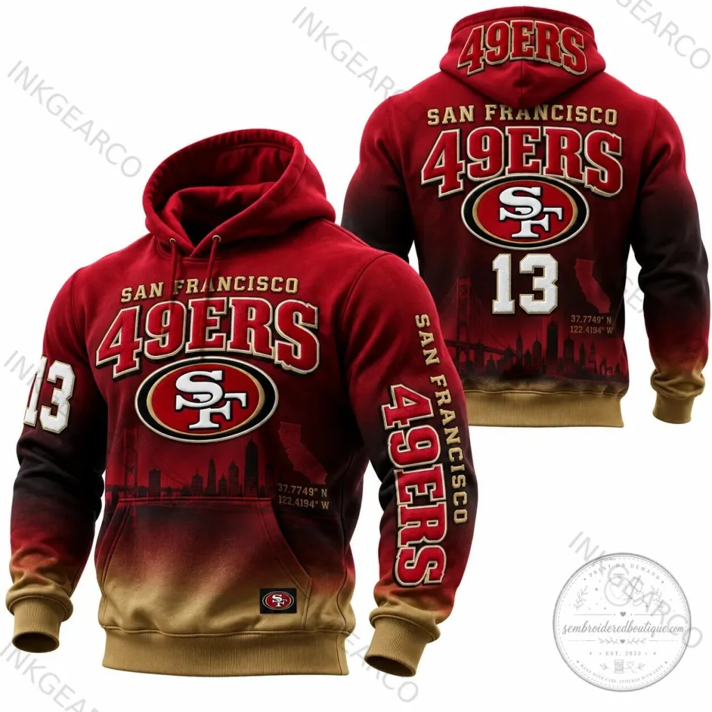 San Francisco 49ers Football Team Red Gold Fade Design Hoodie San Francisco 49ers Football Team Red Gold Fade Design Hoodie