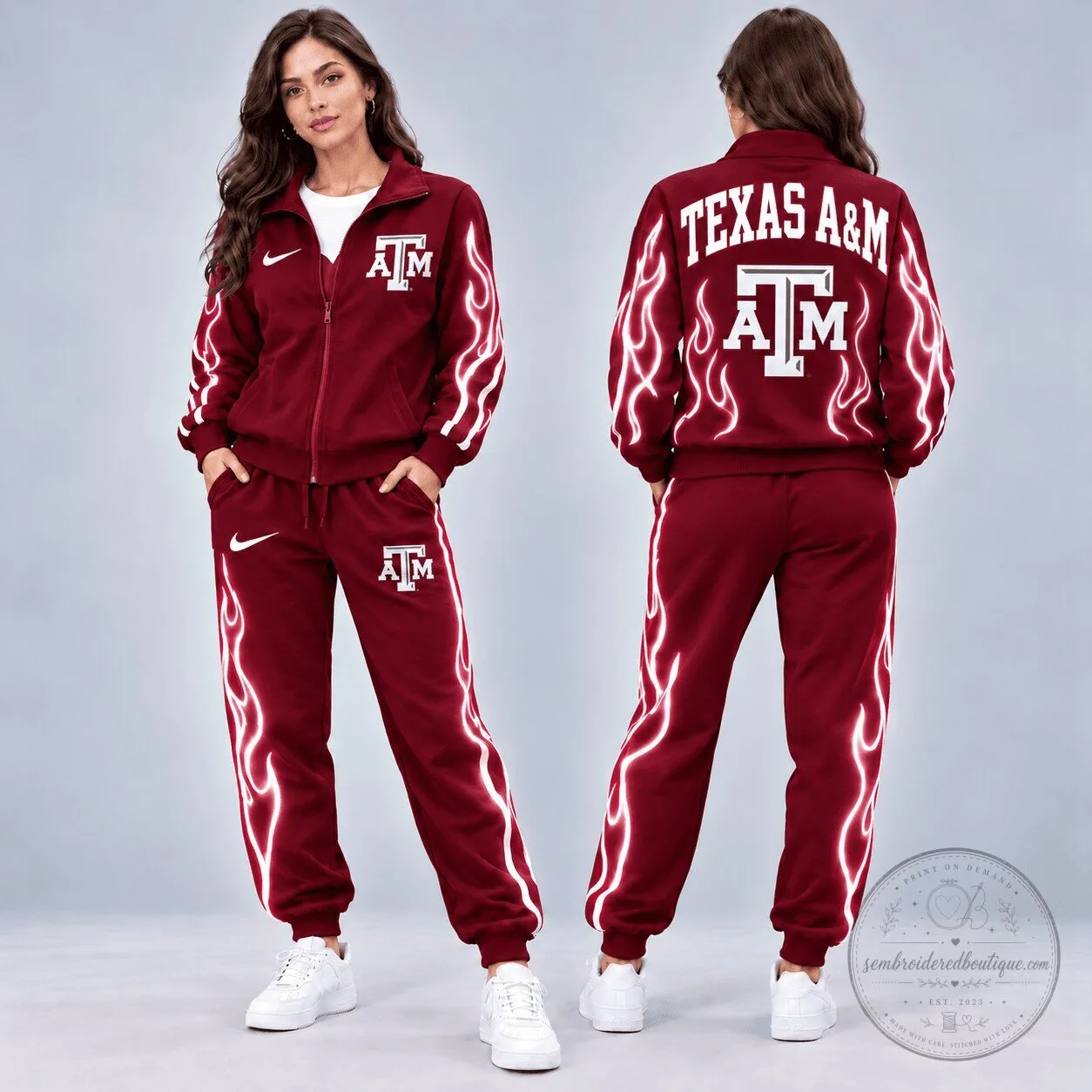Texas A&M Aggies NCAA Flames Design Maroon Full-Zip Track Jacket