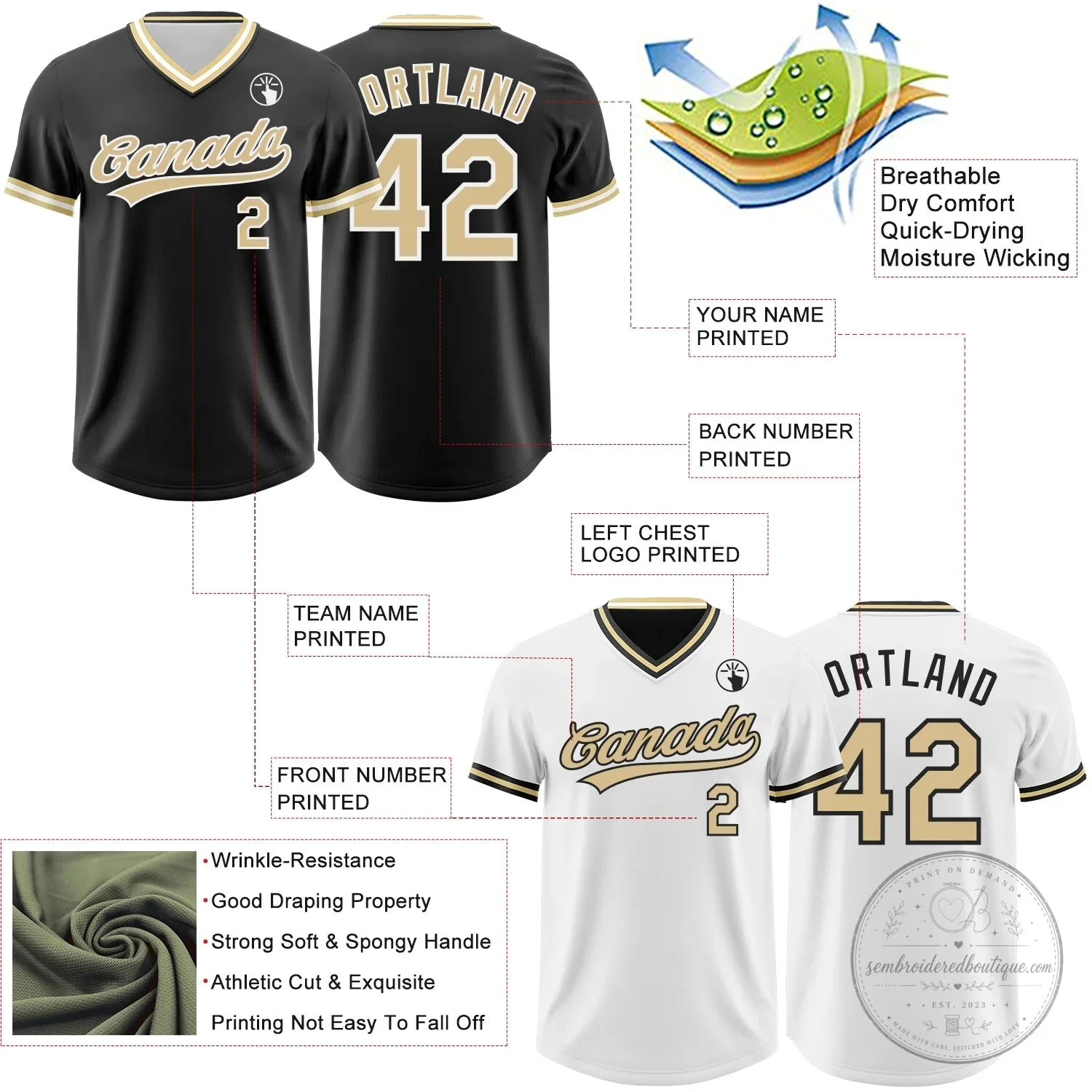 Custom Black and White Reversible Baseball Jersey with Gold Trim 15 Custom Black and White Reversible Baseball Jersey with Gold Trim