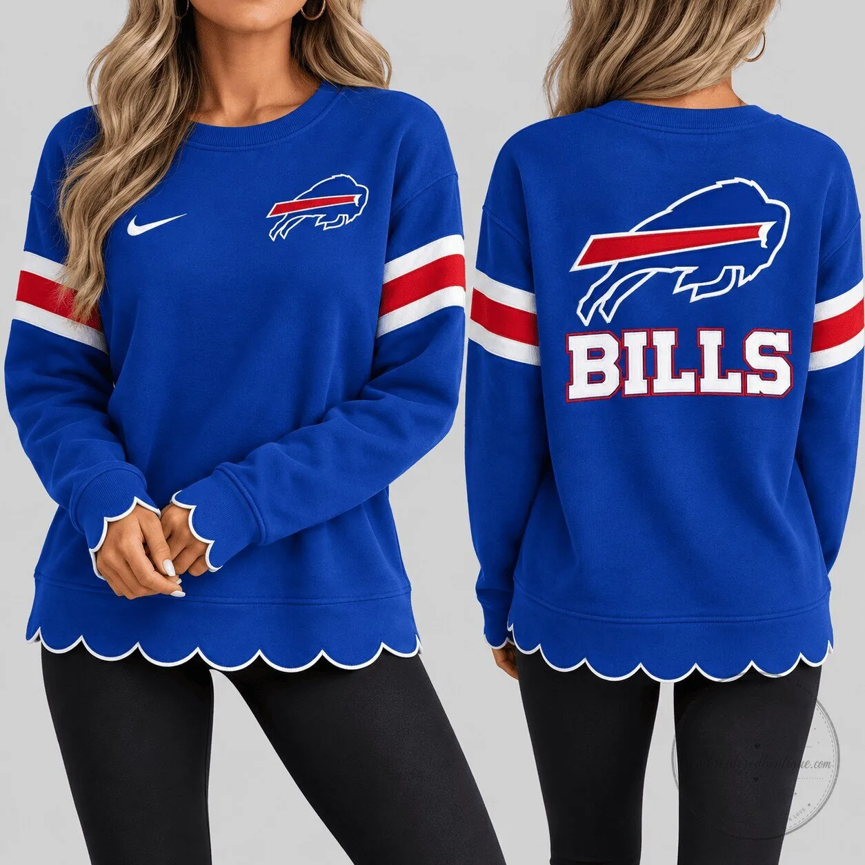 Buffalo Bills Women's Scalloped Hem Crewneck Sweatshirt