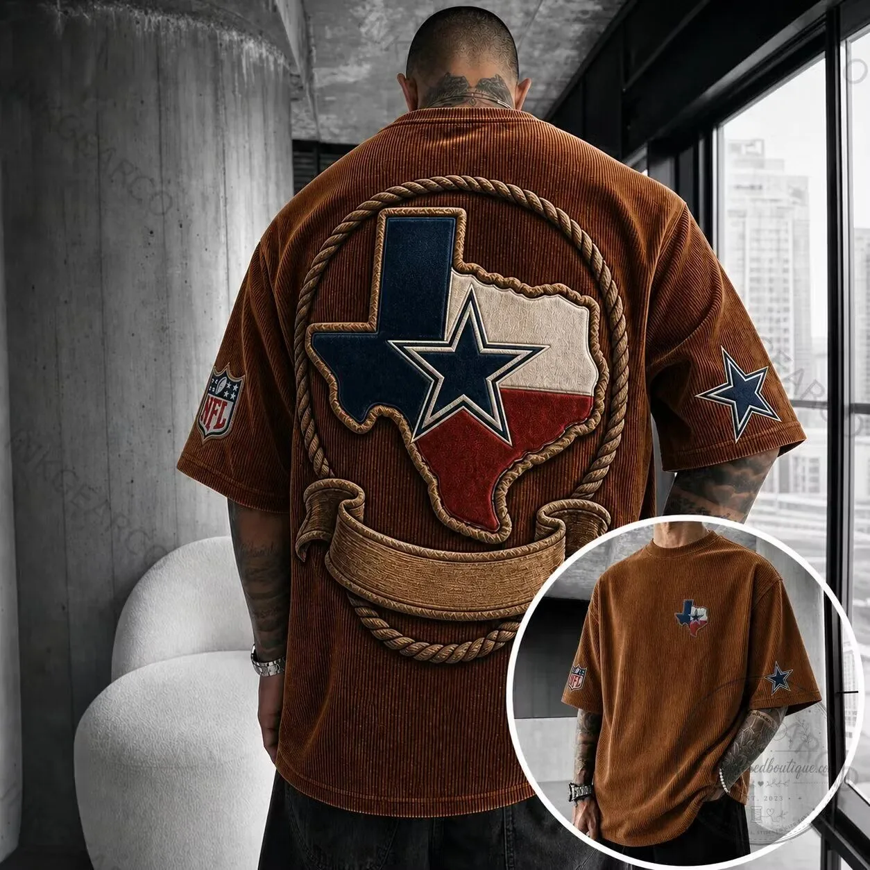 Dallas Cowboys Texas State Map Corduroy Oversized Short Sleeve T-Shirt 1 Dallas Cowboys Texas State Map Corduroy Oversized Short Sleeve T-Shirt