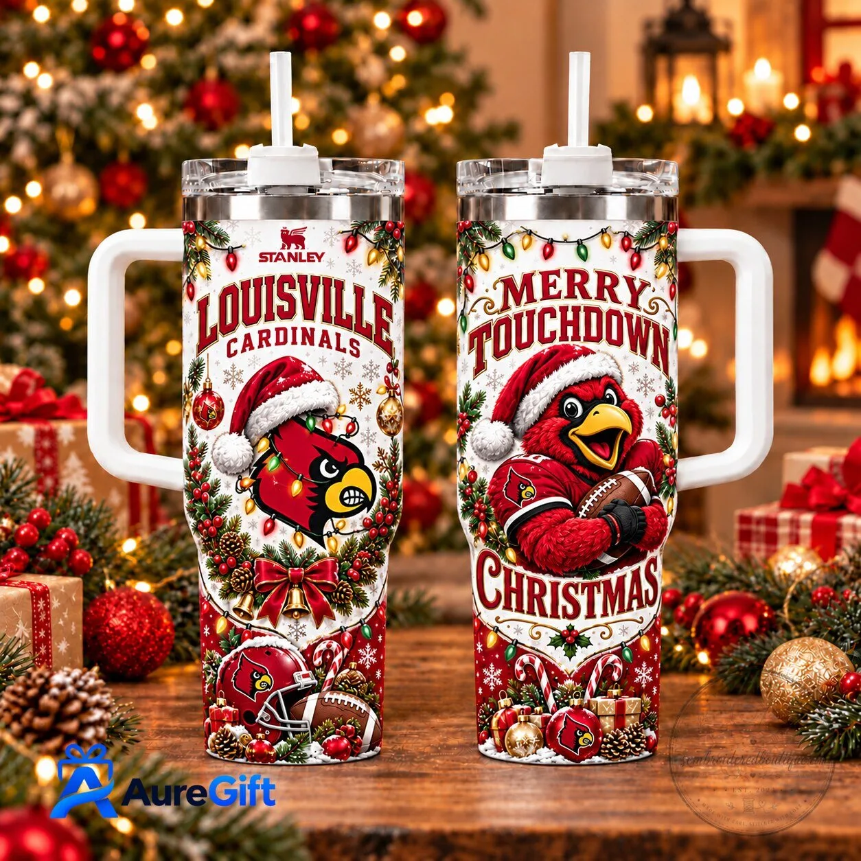 Louisville Cardinals Christmas Merry Touchdown Holiday 40oz Tumbler with Handle 2 Louisville Cardinals Christmas Merry Touchdown Holiday 40oz Tumbler with Handle