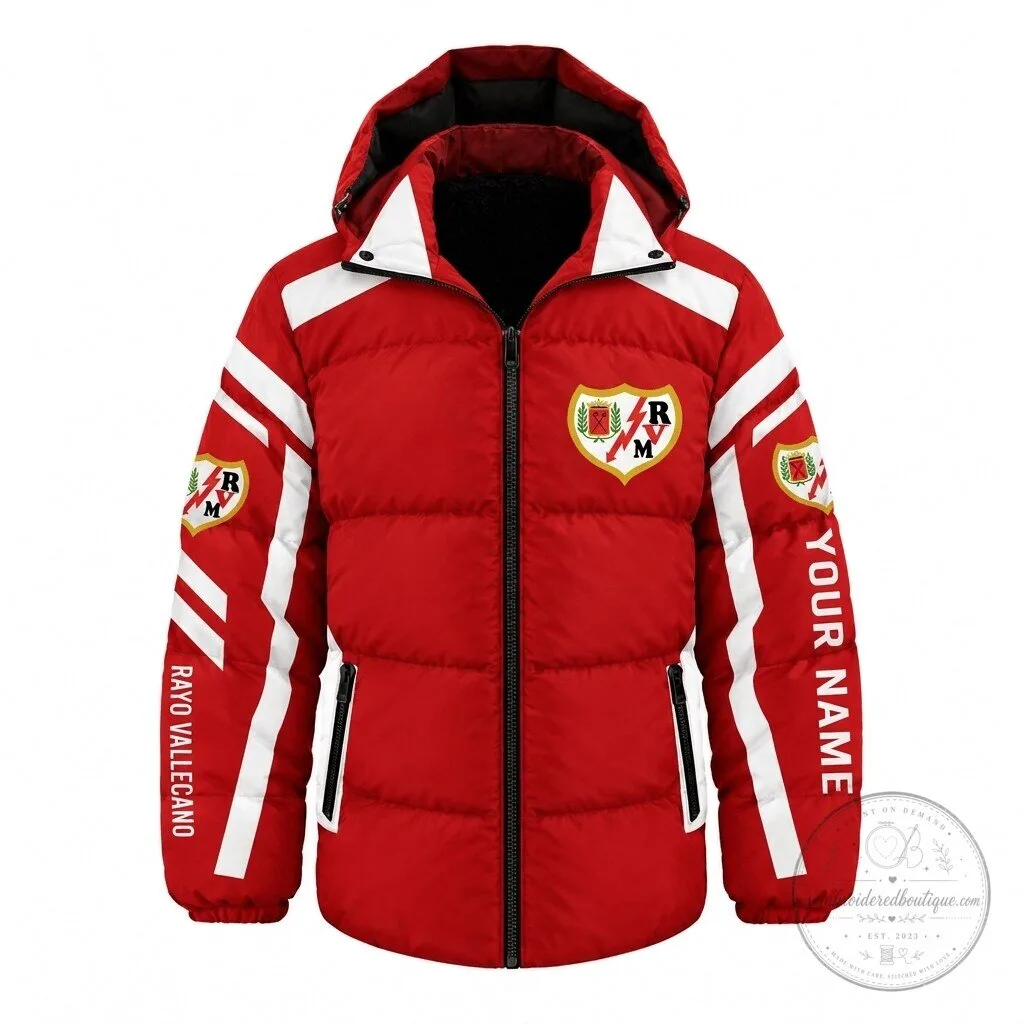 Rayo Vallecano La Liga Football Club Custom Name Red Puffer Jacket 6 Rayo Vallecano La Liga Football Club Custom Name Red Puffer Jacket