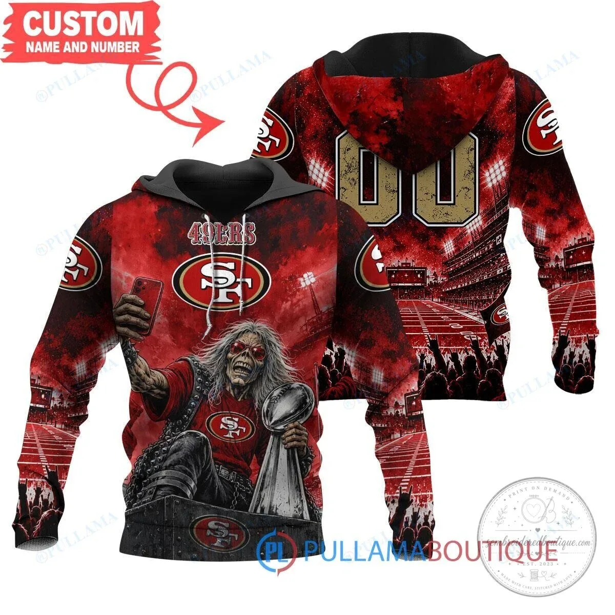 San Francisco 49ers Iron Maiden Eddie Super Bowl Champions Hoodie 2 San Francisco 49ers Iron Maiden Eddie Super Bowl Champions Hoodie
