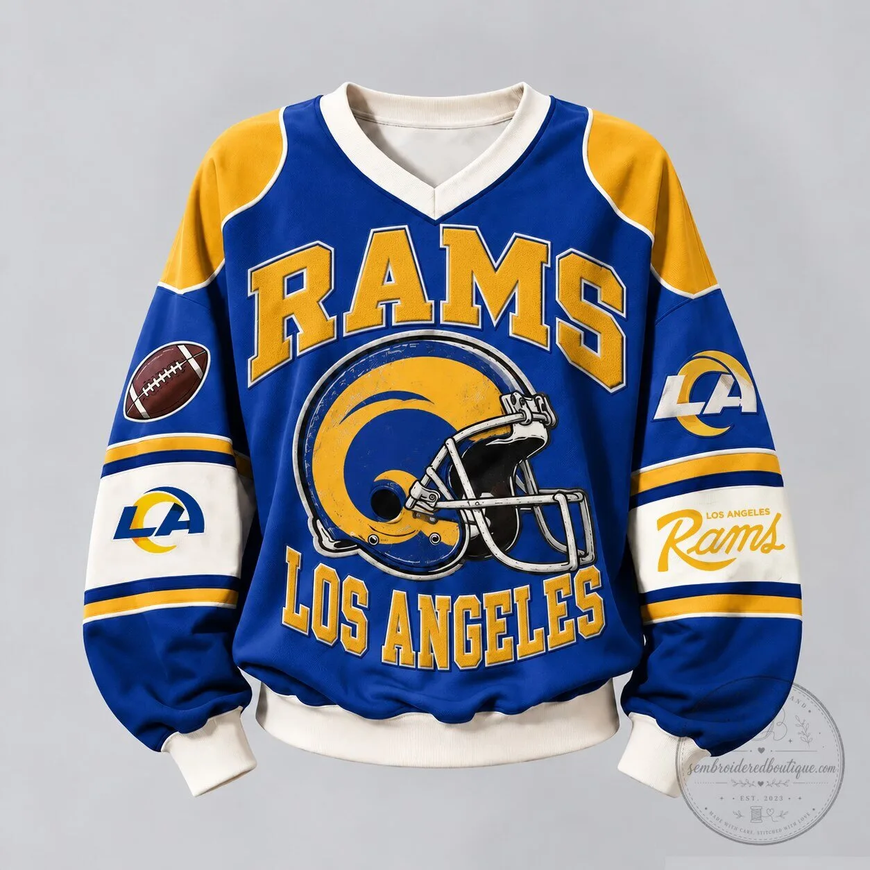 Los Angeles Rams Football Team Logo and Helmet Design Sweatshirt