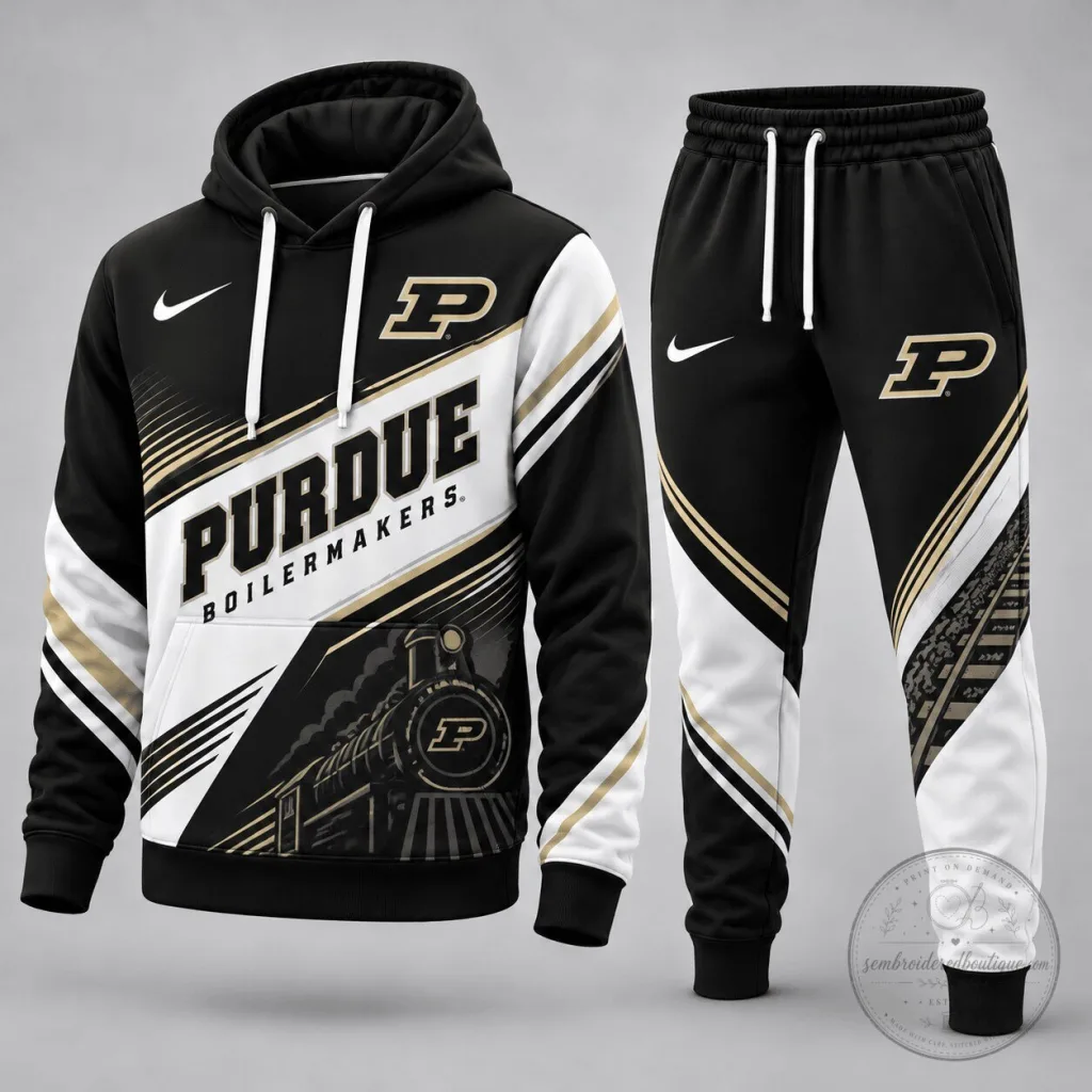 Purdue Boilermakers Black and Gold Train Design Hoodie Purdue Boilermakers Black and Gold Train Design Hoodie