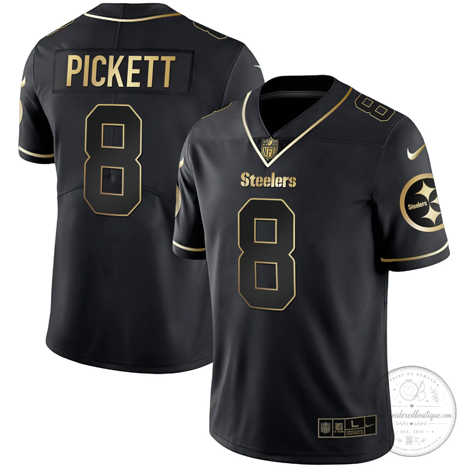 Pittsburgh Steelers T.J. Watt White Gold Number 90 American Football Jersey 63 Pittsburgh Steelers T.J. Watt White Gold Number 90 American Football Jersey