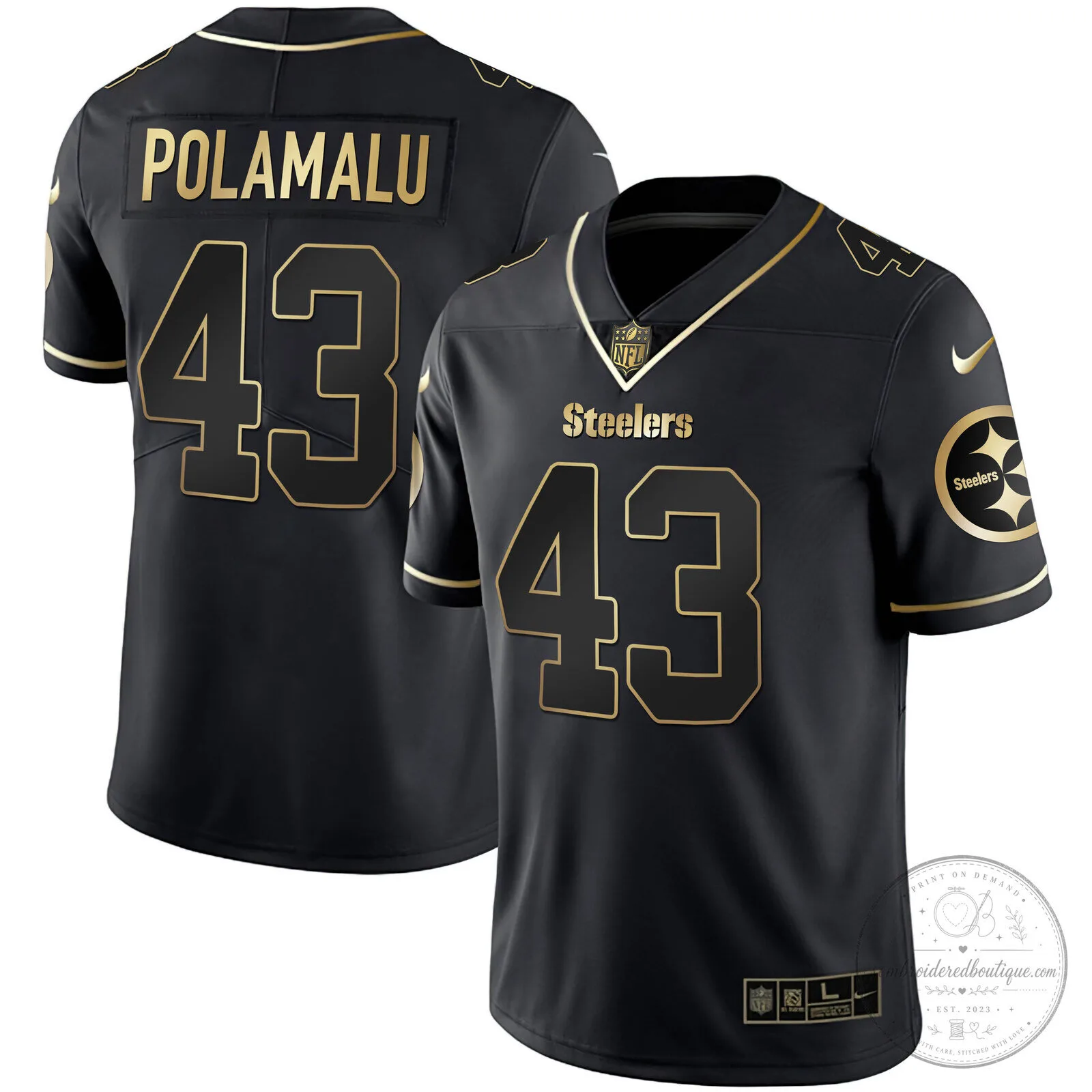 Pittsburgh Steelers T.J. Watt White Gold Number 90 American Football Jersey 66 Pittsburgh Steelers T.J. Watt White Gold Number 90 American Football Jersey