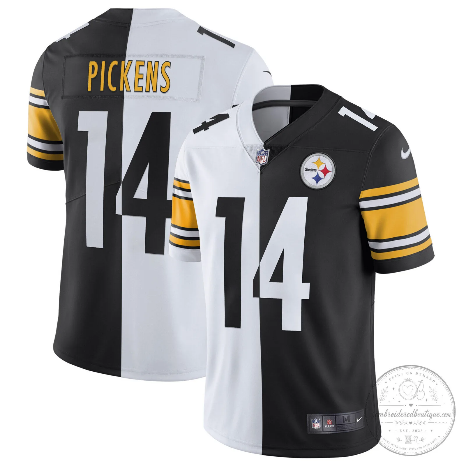 Pittsburgh Steelers T.J. Watt White Gold Number 90 American Football Jersey 69 Pittsburgh Steelers T.J. Watt White Gold Number 90 American Football Jersey