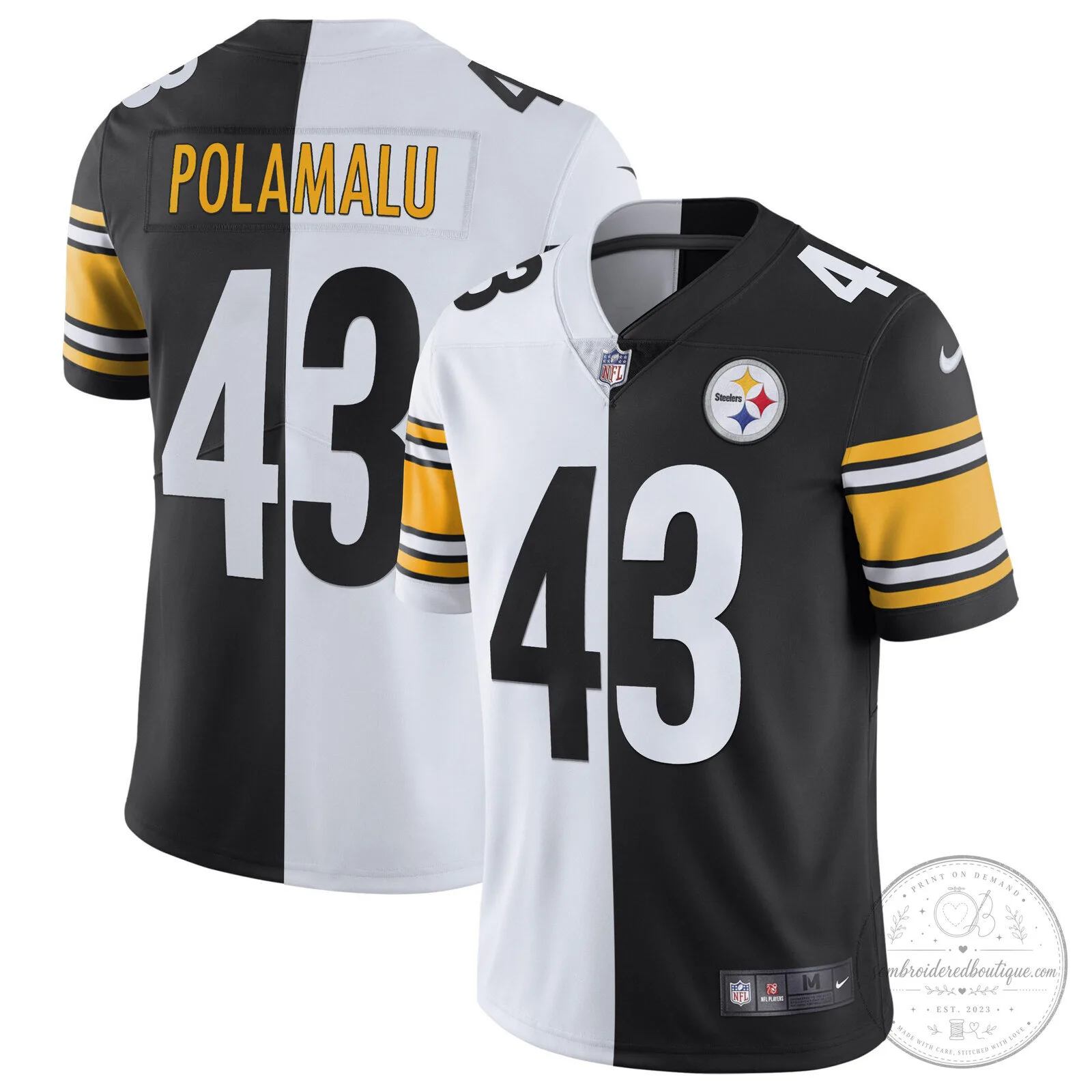 Pittsburgh Steelers T.J. Watt White Gold Number 90 American Football Jersey 74 Pittsburgh Steelers T.J. Watt White Gold Number 90 American Football Jersey