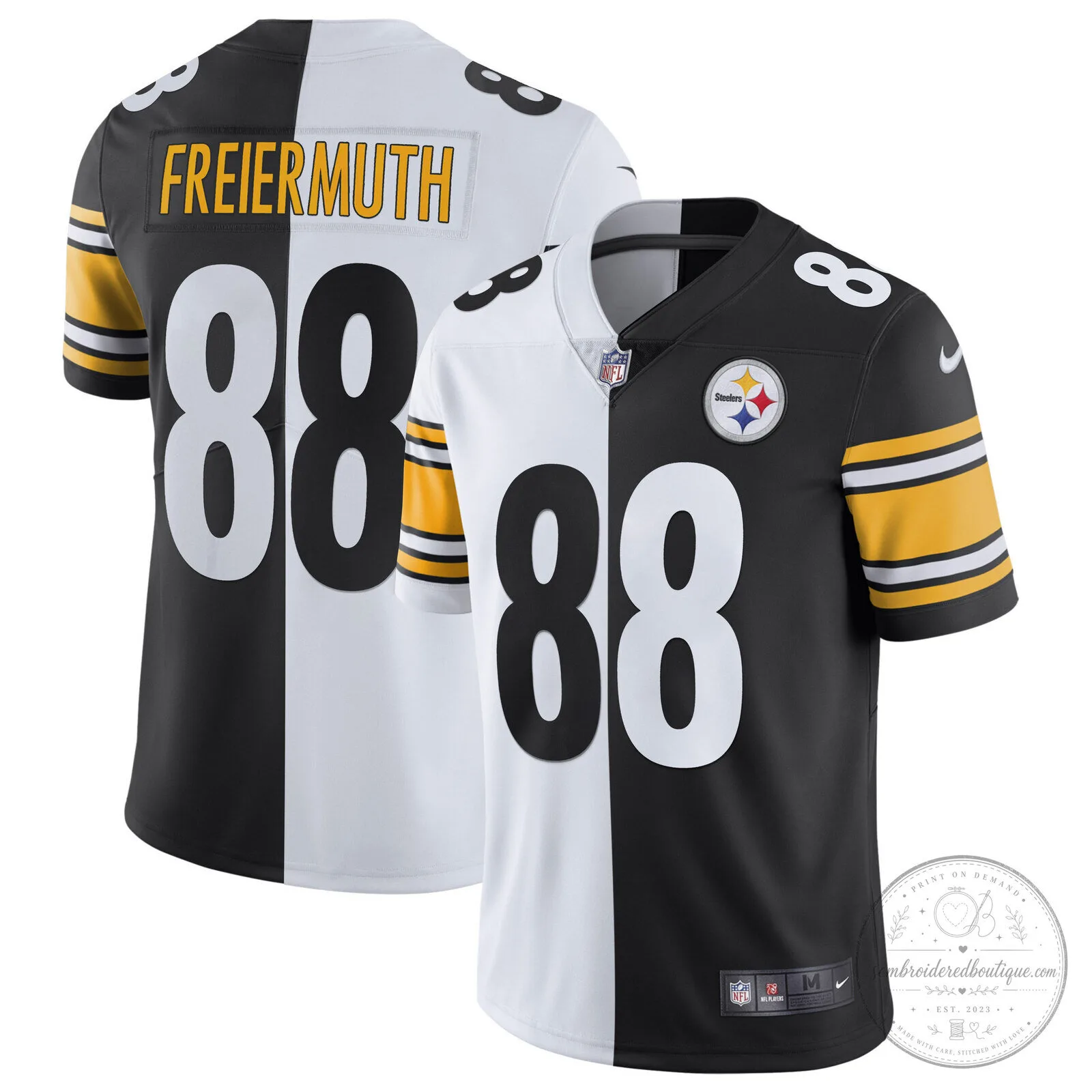 Pittsburgh Steelers T.J. Watt White Gold Number 90 American Football Jersey 75 Pittsburgh Steelers T.J. Watt White Gold Number 90 American Football Jersey