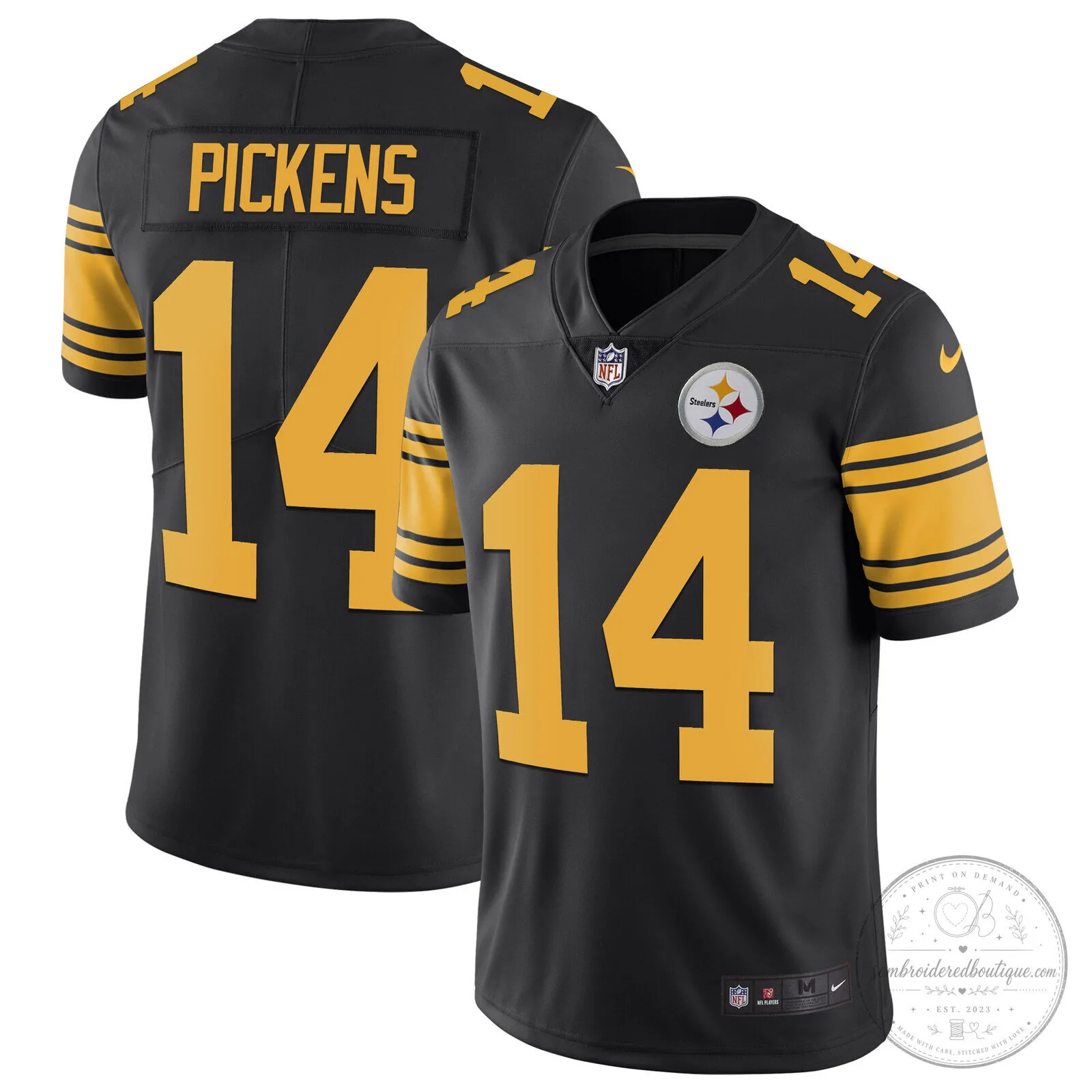 Pittsburgh Steelers T.J. Watt White Gold Number 90 American Football Jersey 77 Pittsburgh Steelers T.J. Watt White Gold Number 90 American Football Jersey