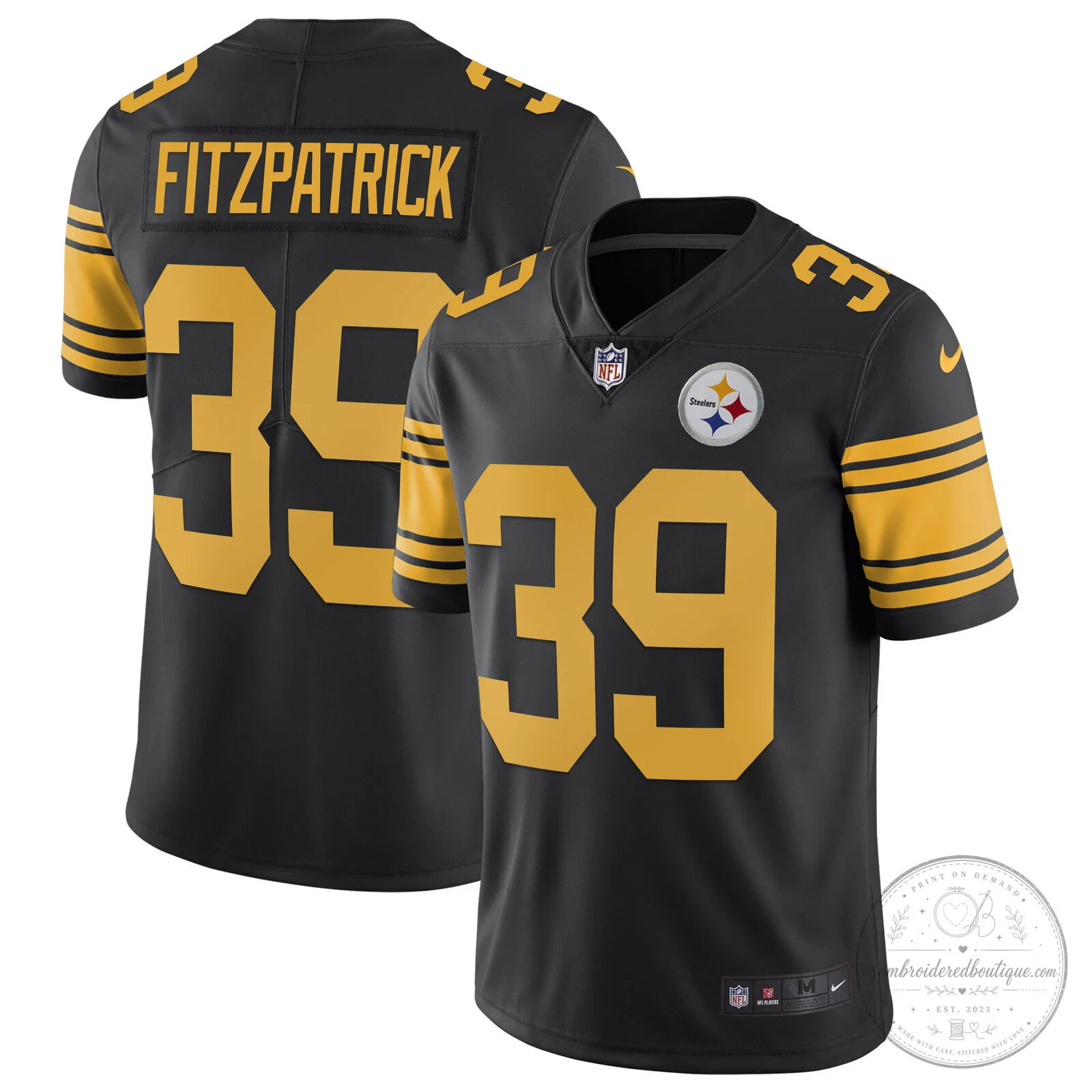 Pittsburgh Steelers T.J. Watt White Gold Number 90 American Football Jersey 78 Pittsburgh Steelers T.J. Watt White Gold Number 90 American Football Jersey