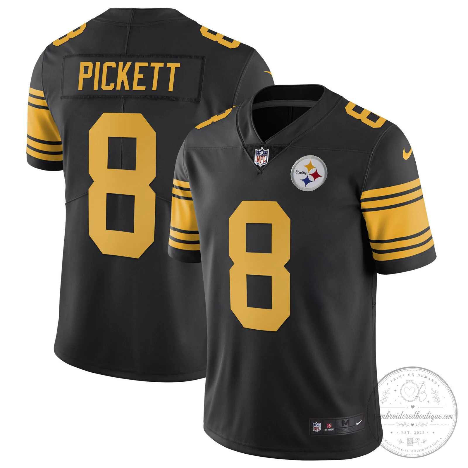 Pittsburgh Steelers T.J. Watt White Gold Number 90 American Football Jersey 79 Pittsburgh Steelers T.J. Watt White Gold Number 90 American Football Jersey