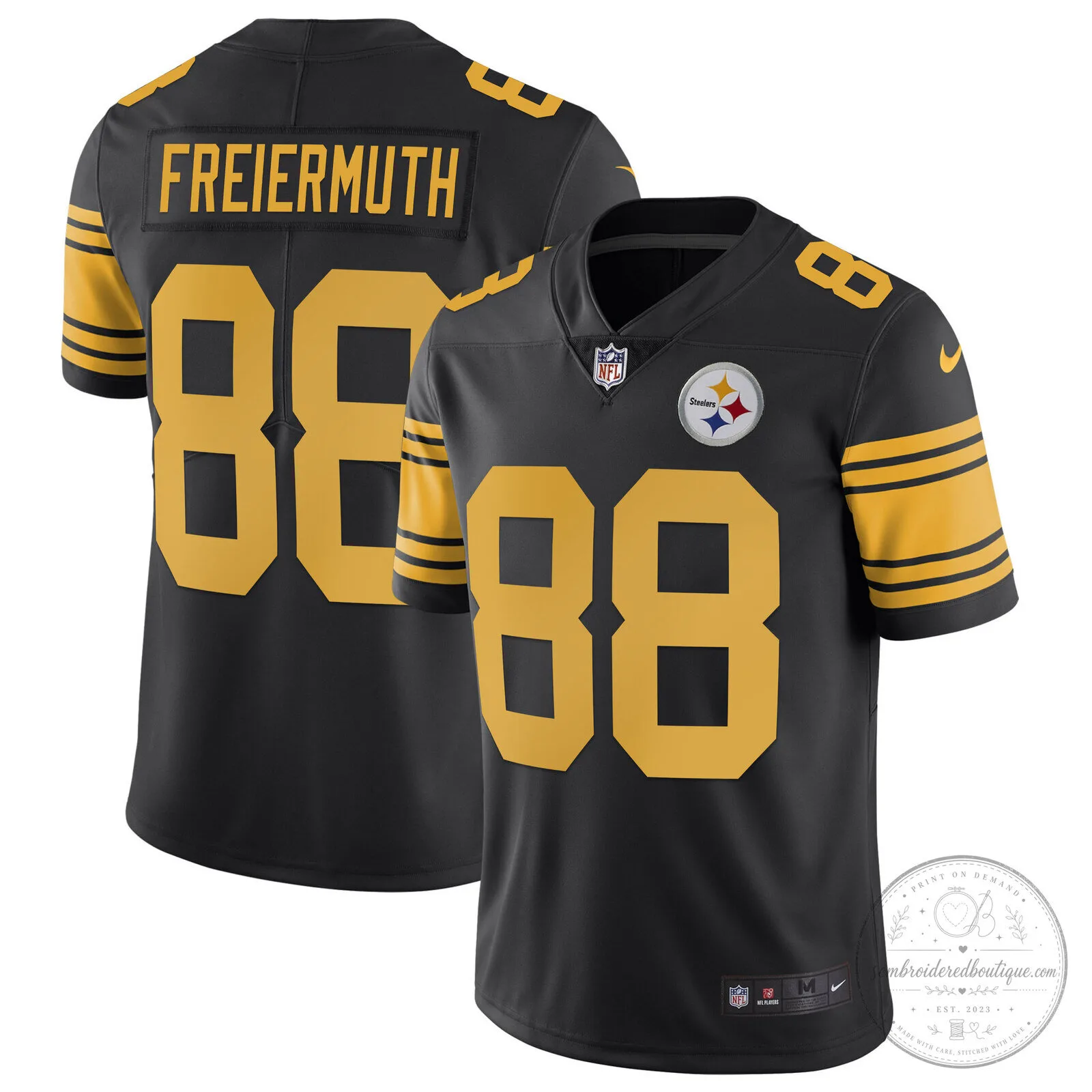 Pittsburgh Steelers T.J. Watt White Gold Number 90 American Football Jersey 83 Pittsburgh Steelers T.J. Watt White Gold Number 90 American Football Jersey